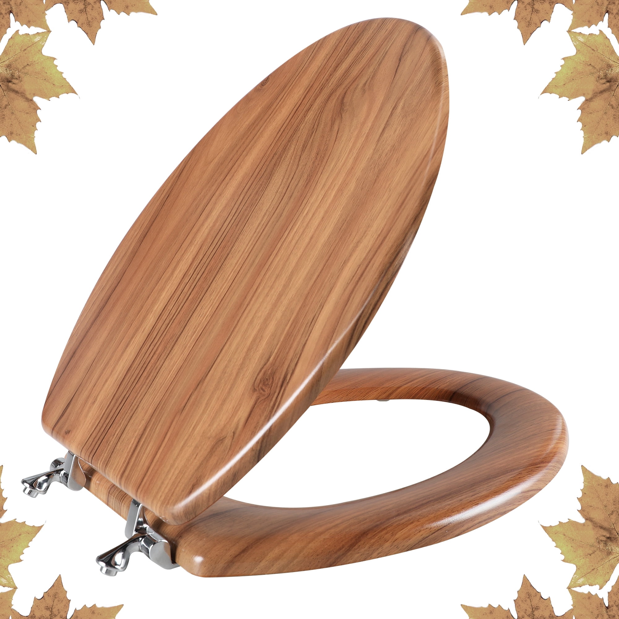 Angol Shiold Elongated Molded Wood Toilet Seat with Zinc Alloy Hinges (White, Elongated) jbkvw