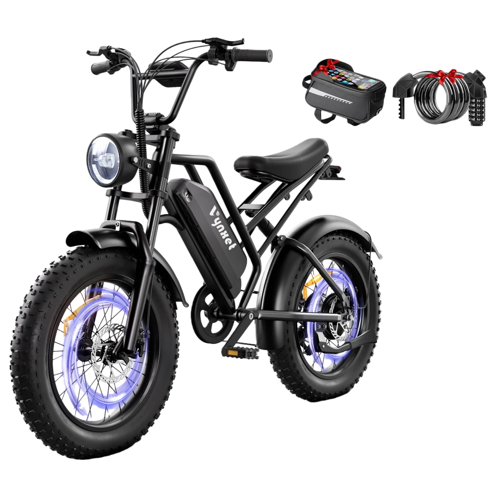 Vynhet G50 Electric Bike, 1500W All-Terrain Fat Tire E-Bike, 32 MPH, 68 Mile Range (Black, 20 in x 4.0 in) 5vcrj