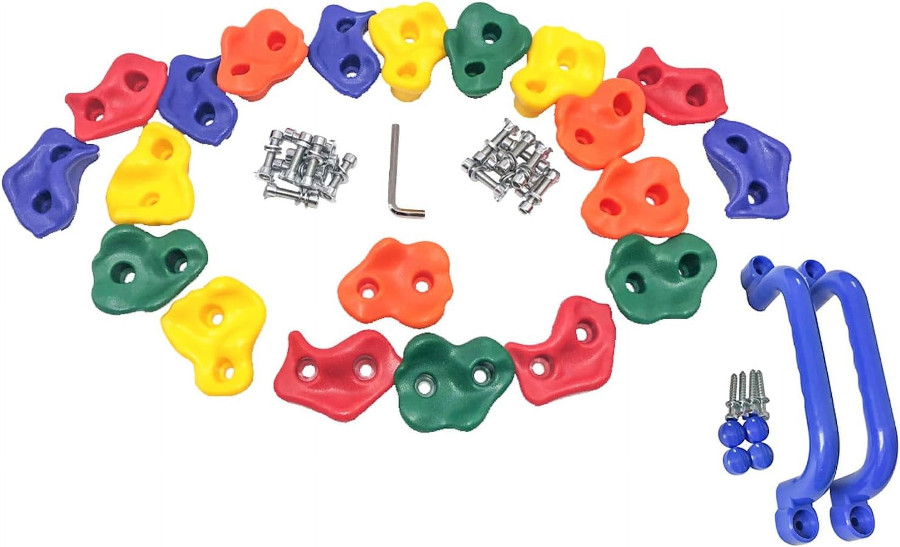 KINSPORY Rock Wall Climbing Holds Set for Kids with Handles (Blue, 20pc) 3gh2i