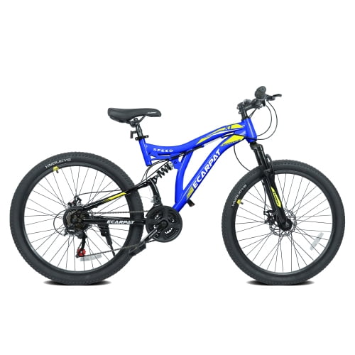POVANLI 26 Inch Mountain Bike Dual Full Suspension Steel Frame 21-Speed Trail Commuter (Black, 26 in) t99sl