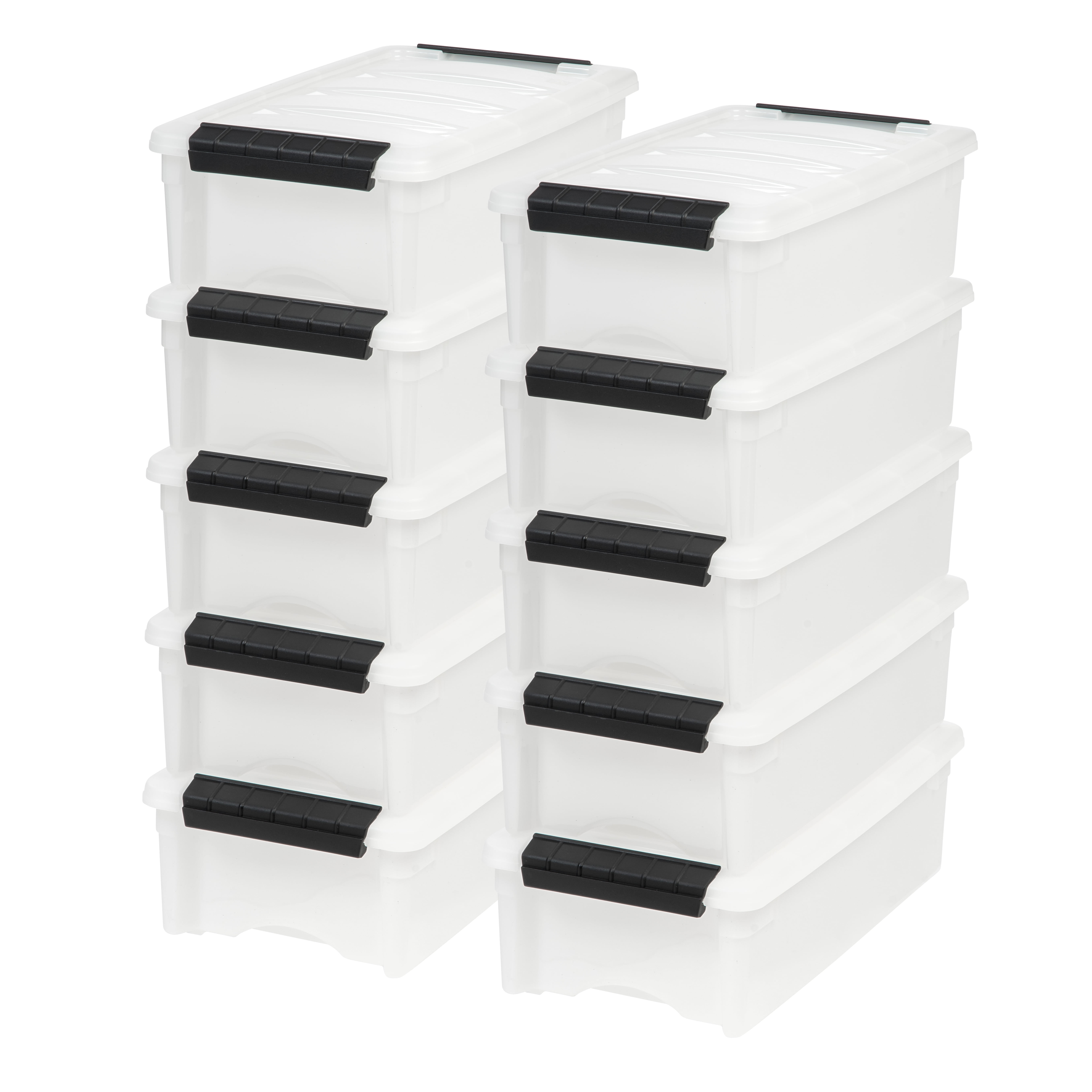 IRIS USA Stackable Plastic Storage Bins with Lids, Durable Organization Containers (Pearl, 6 qt, 10 Pack) m8l1l
