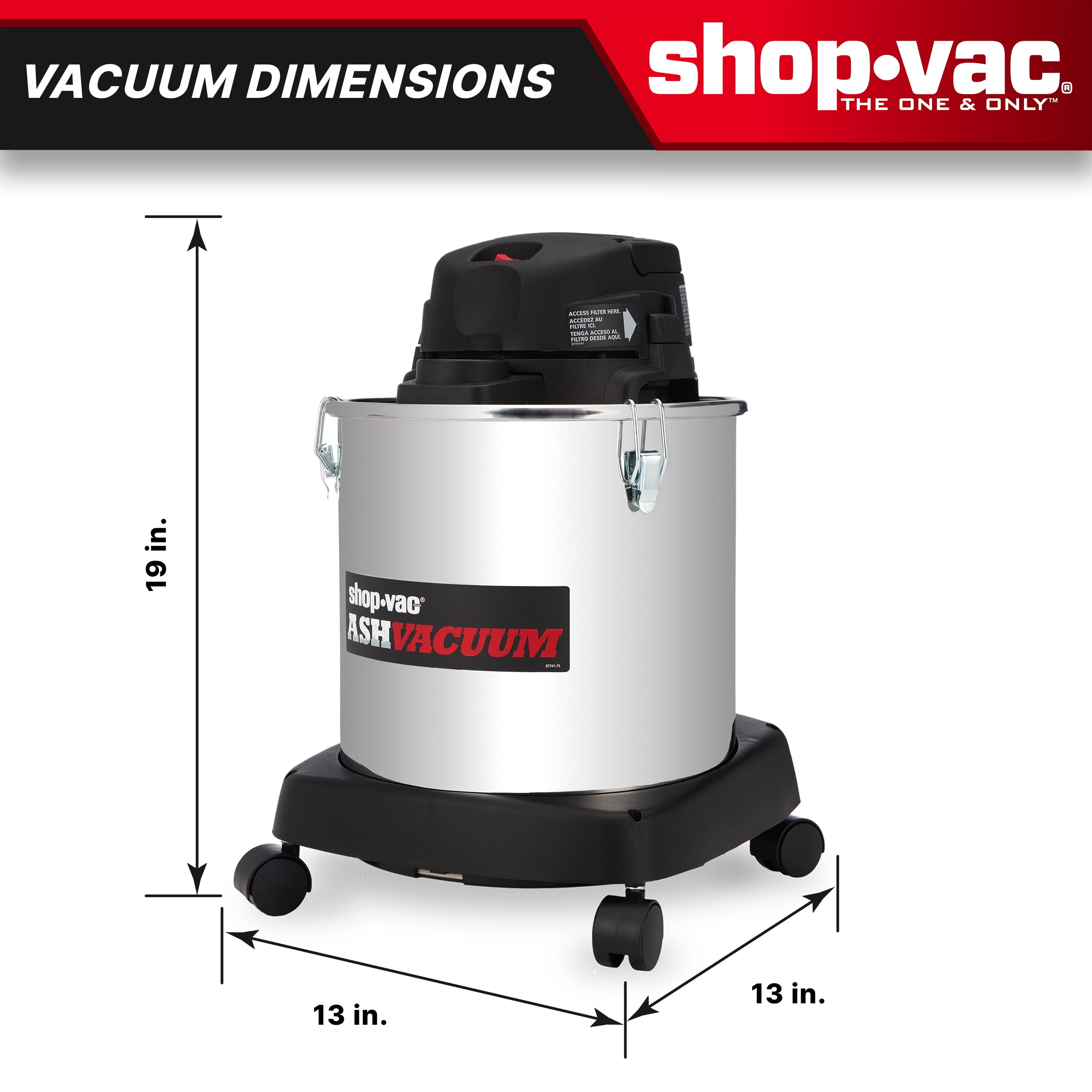 Shop-Vac 5 Gallon Stainless Steel Ash Vacuum with Dolly (Silver, 5 gal) cvyx2