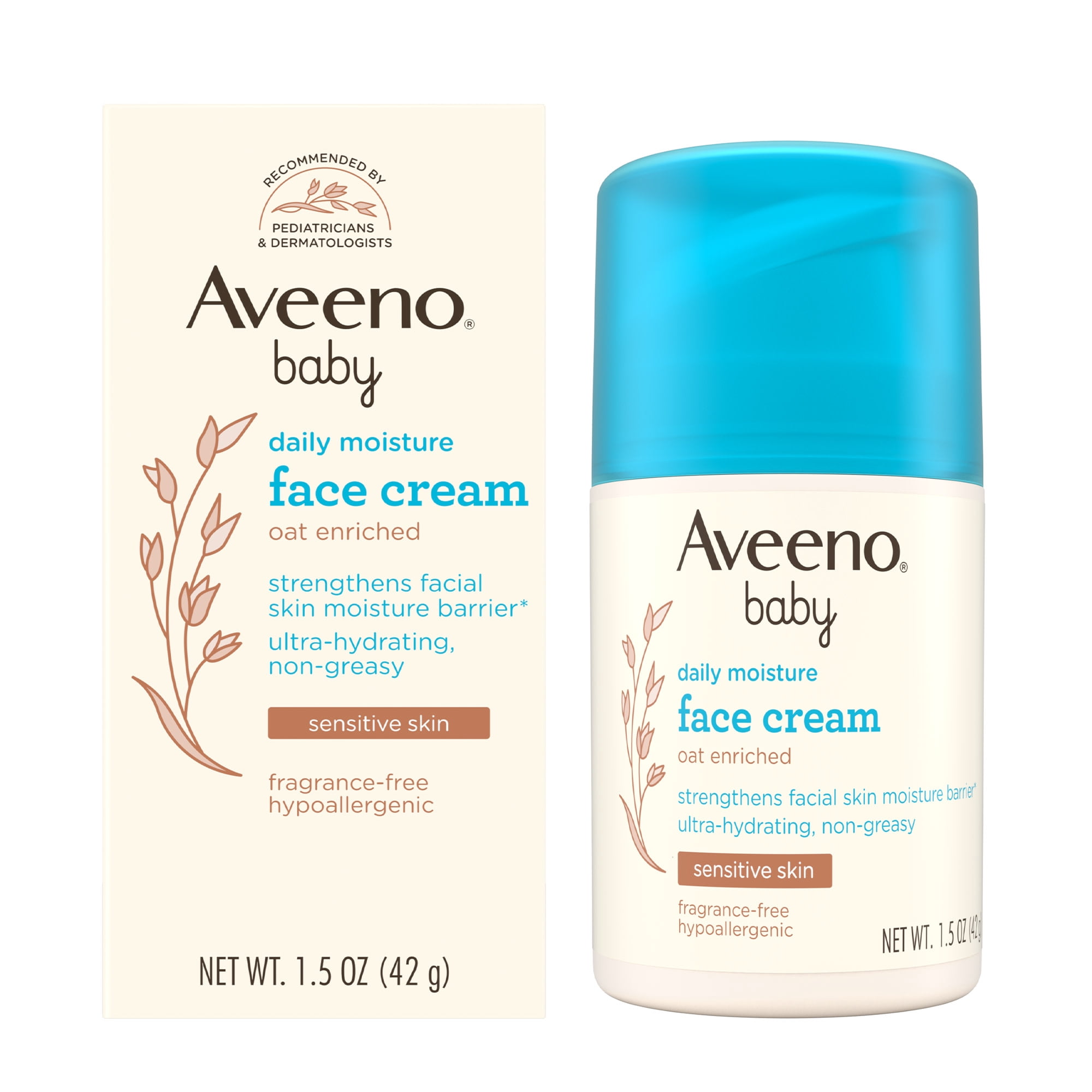 Aveeno Baby Daily Moisture Face Cream for Sensitive Skin (Fragrance-Free, 1.5 oz) 1moez
