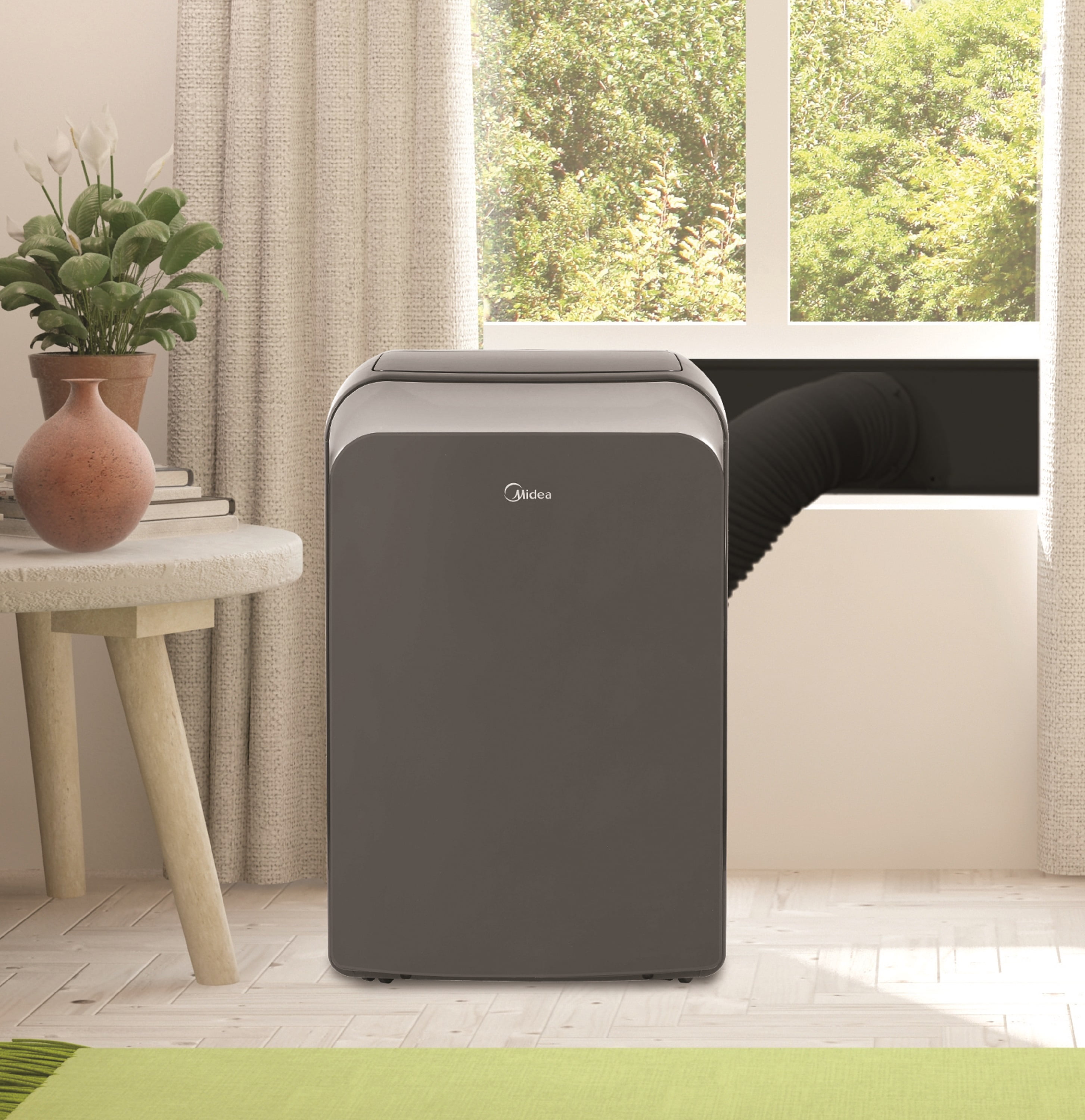 Midea 8,000 BTU Portable Air Conditioner, 3-In-1 Dehumidifier and Fan with Wi-Fi and Alexa (Gray, 350 sq. ft.) bq8h5