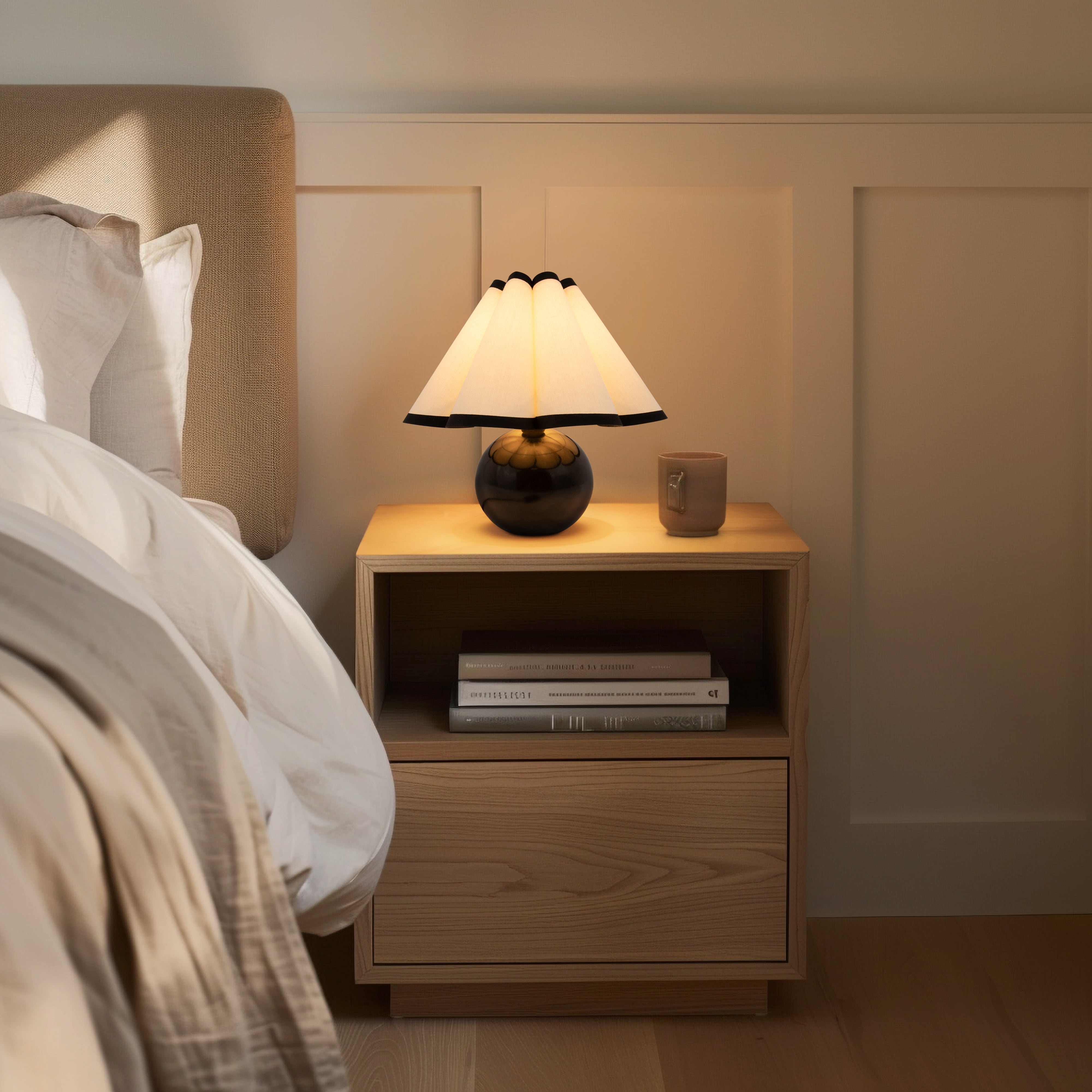 Brightech Blair LED Midcentury Table Lamp with Marble Base (10 in) nhbdv