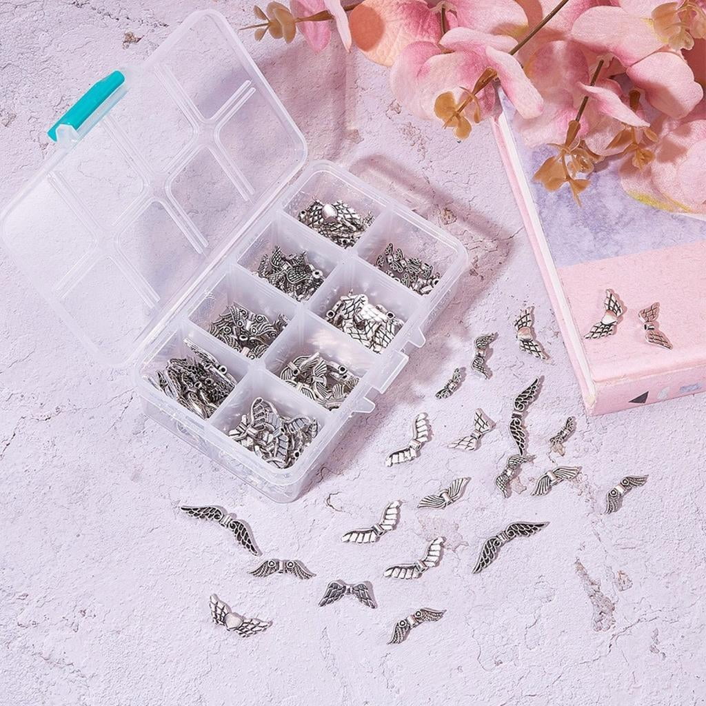 Osdhezcn Angel Wing Beads for Jewelry Making Antique Silver DIY Craft Findings (Silver, 160 Pieces) zuugl