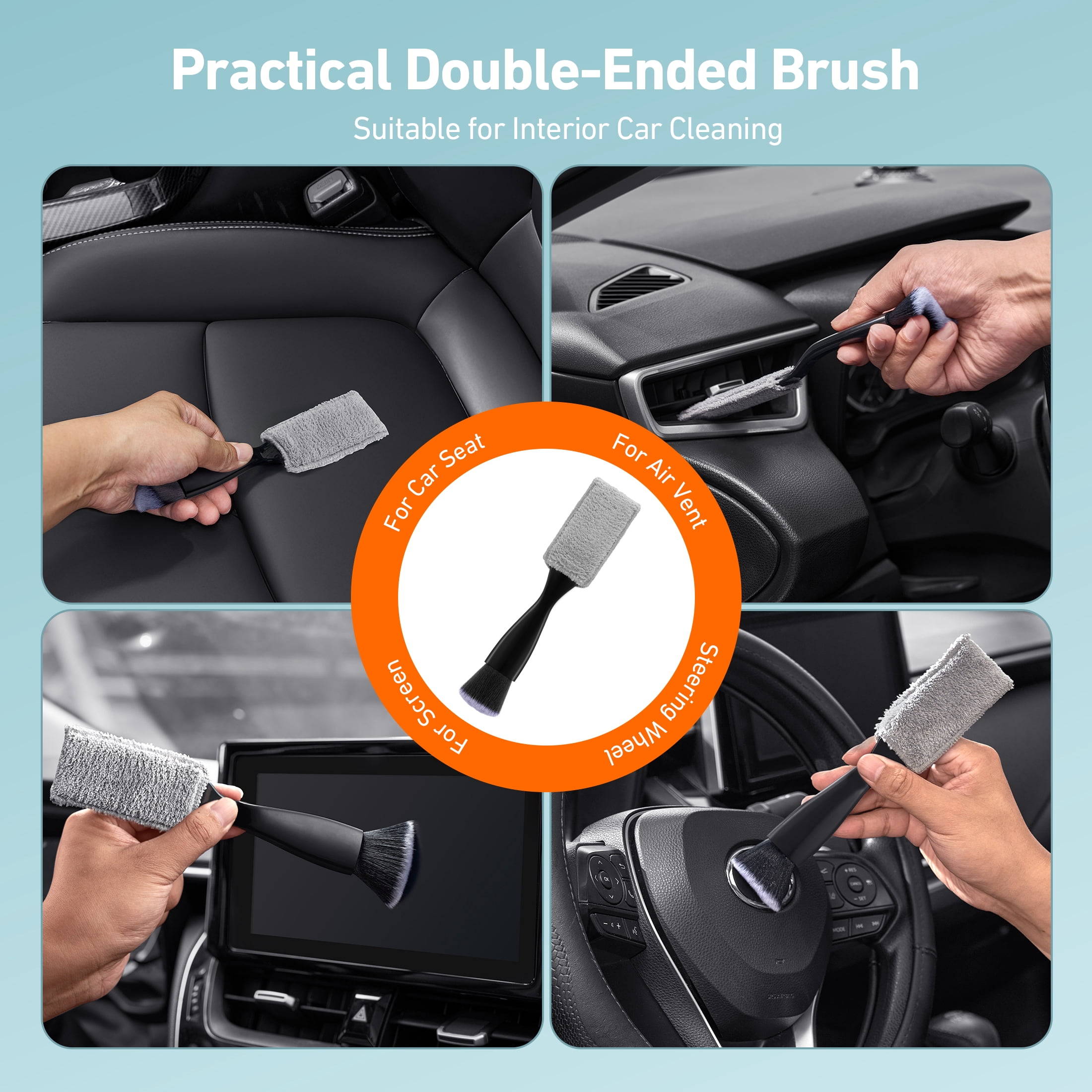AstroAI Car Wash Kit and Detailing Brush Set (Blue, 9-Piece) 5b1nn