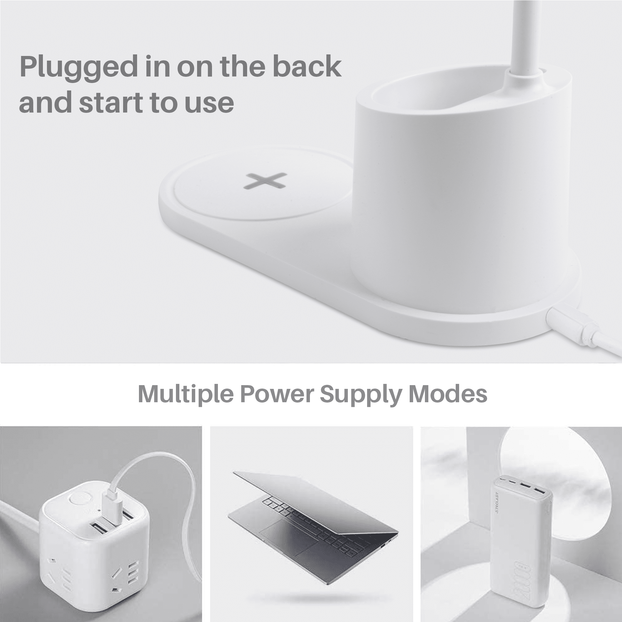 BCOOSS LED Desk Lamp with Wireless Charger and Pen Holder (3-Mode Dimmable, Flexible Gooseneck) i8cj6