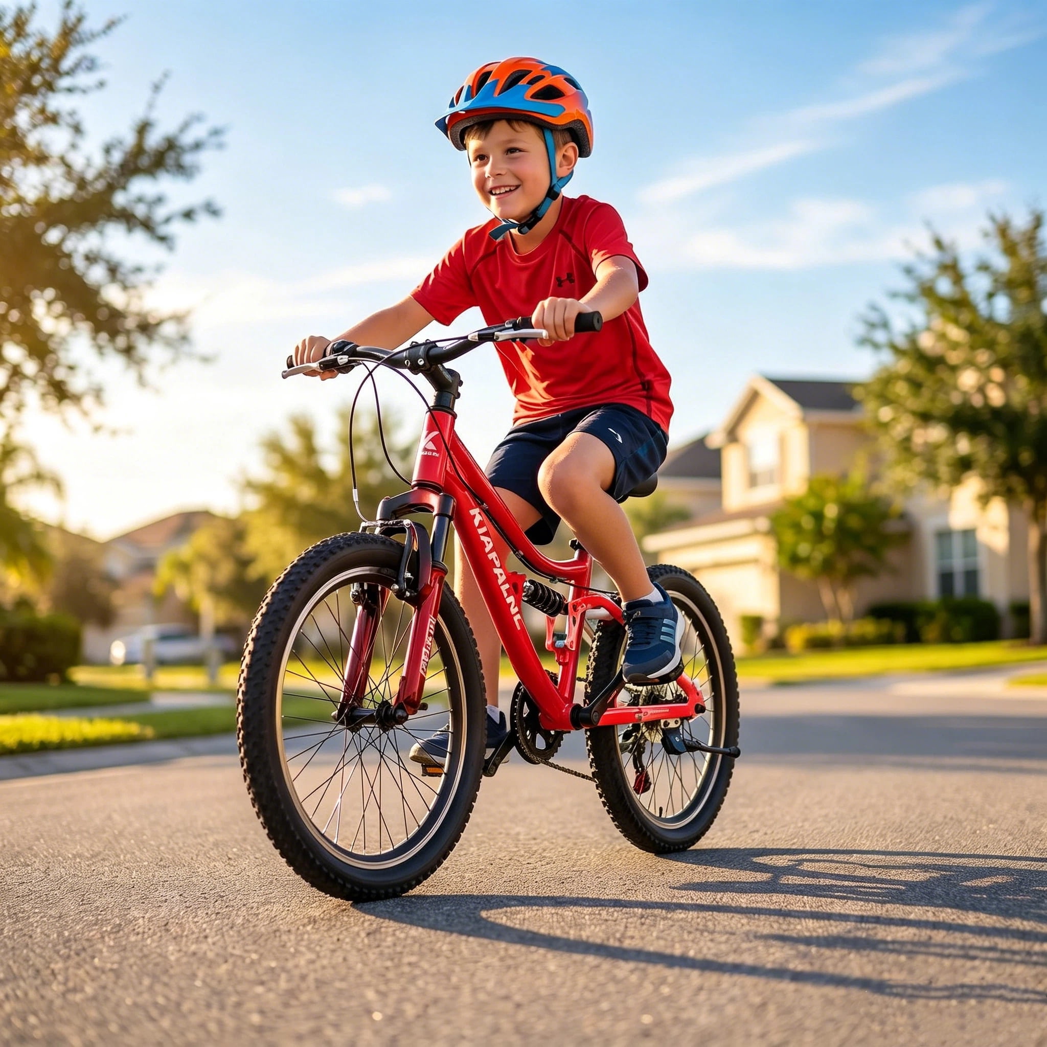 Ambifirner 20 Inch Mountain Bike, 7-Speed Dual-Suspension Bicycle with Steel Frame (Red, 20 in) 97pne