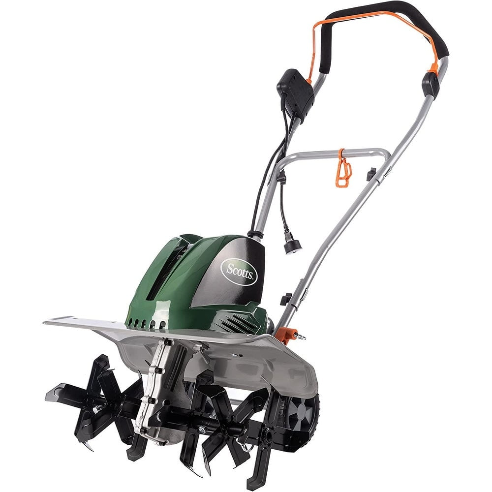 Scotts Electric Garden Tiller and Cultivator, 14 Amp Motor, Adjustable 11-inch to 20-inch Tilling Width (Green, 20 in) ecv51