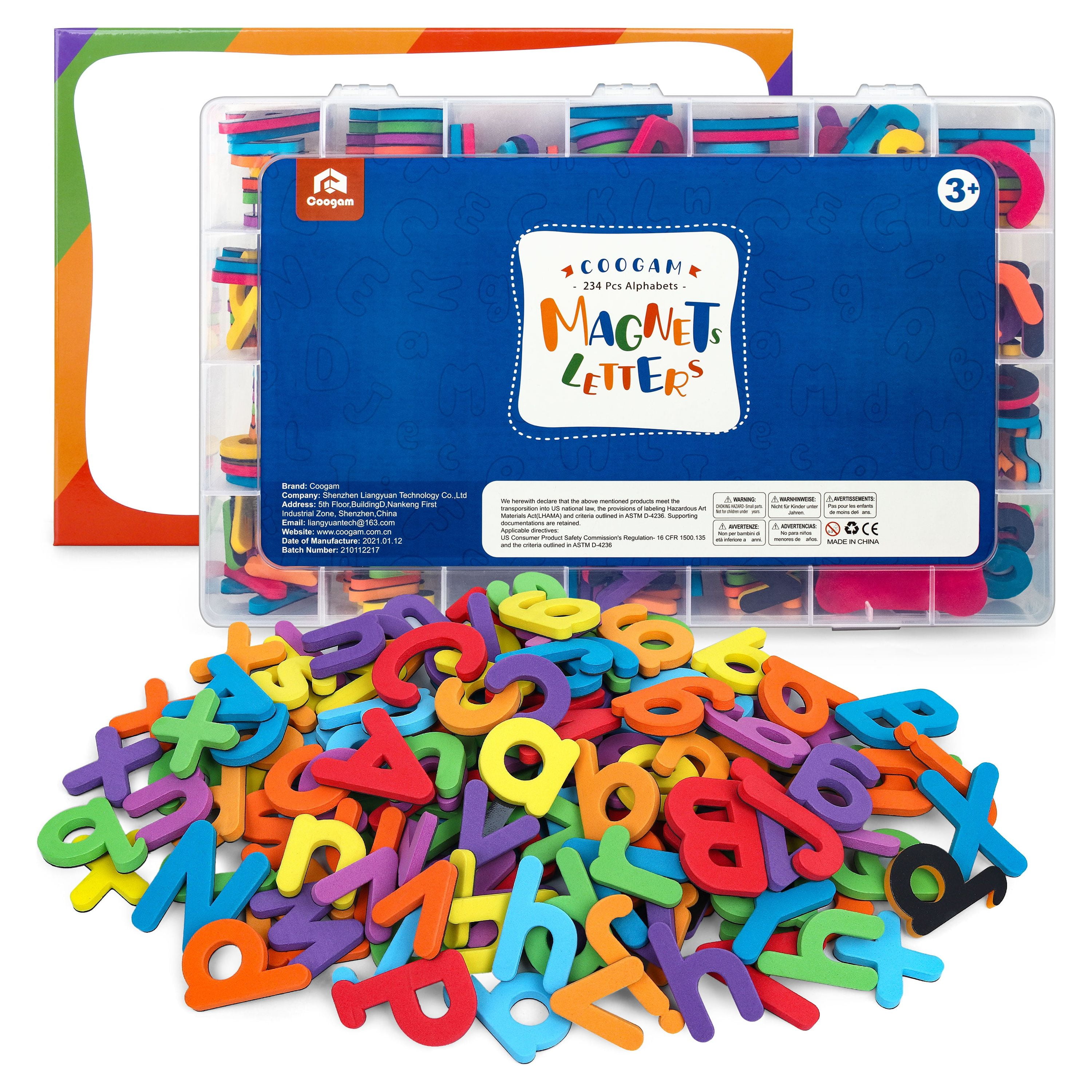 Coogam Magnetic Alphabet Letters Set with Board and Markers (234 Pieces, Multicolor) 8ehko