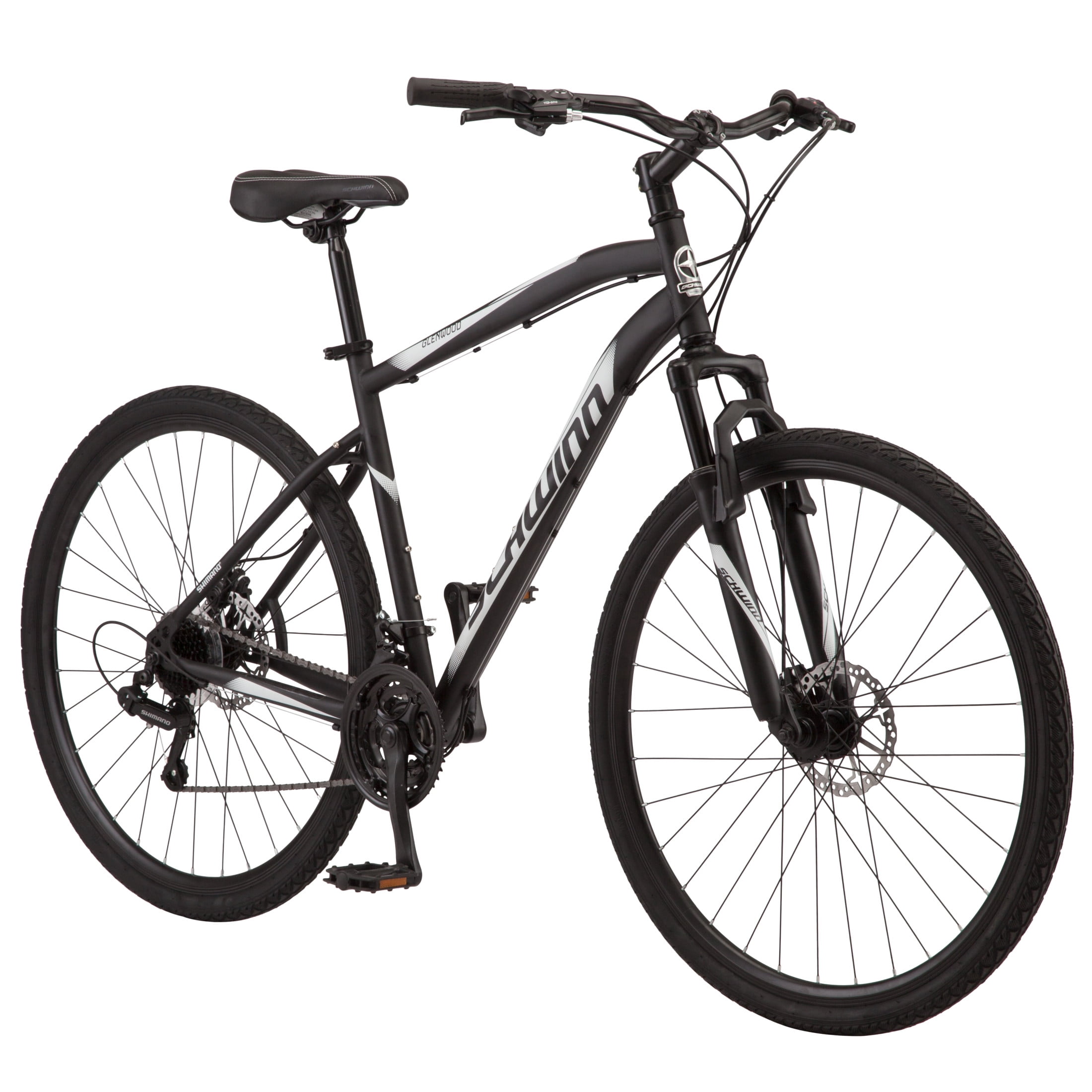 Schwinn Glenwood Hybrid Bike, 21-Speed Commuter Bicycle, Durable Steel Frame (Black, 700c Wheels) 65l10