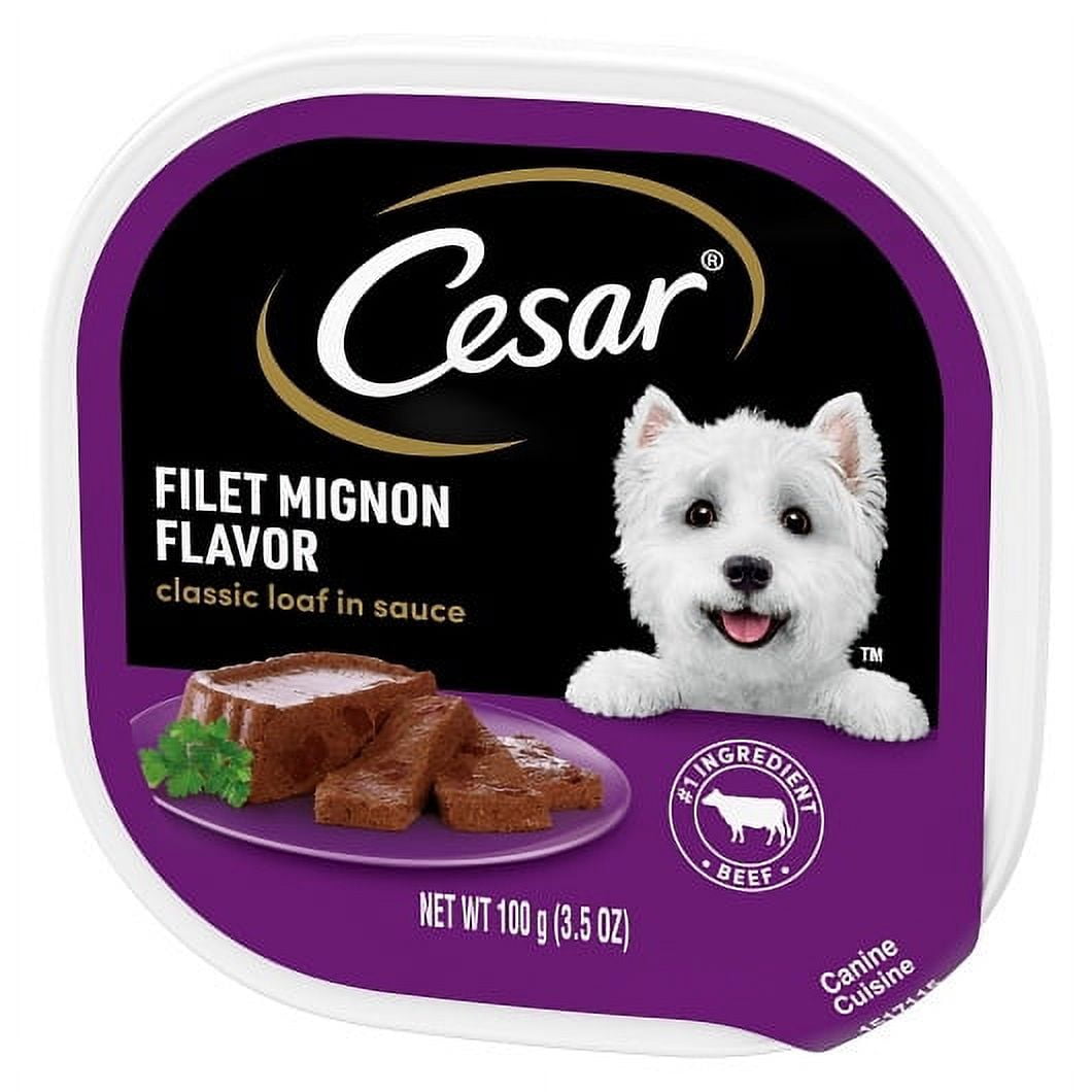 Cesar Soft Wet Dog Food, Classic Loaf in Sauce, Filet Mignon Flavor (24 Pack, 3.5 oz Trays) 3rbkt
