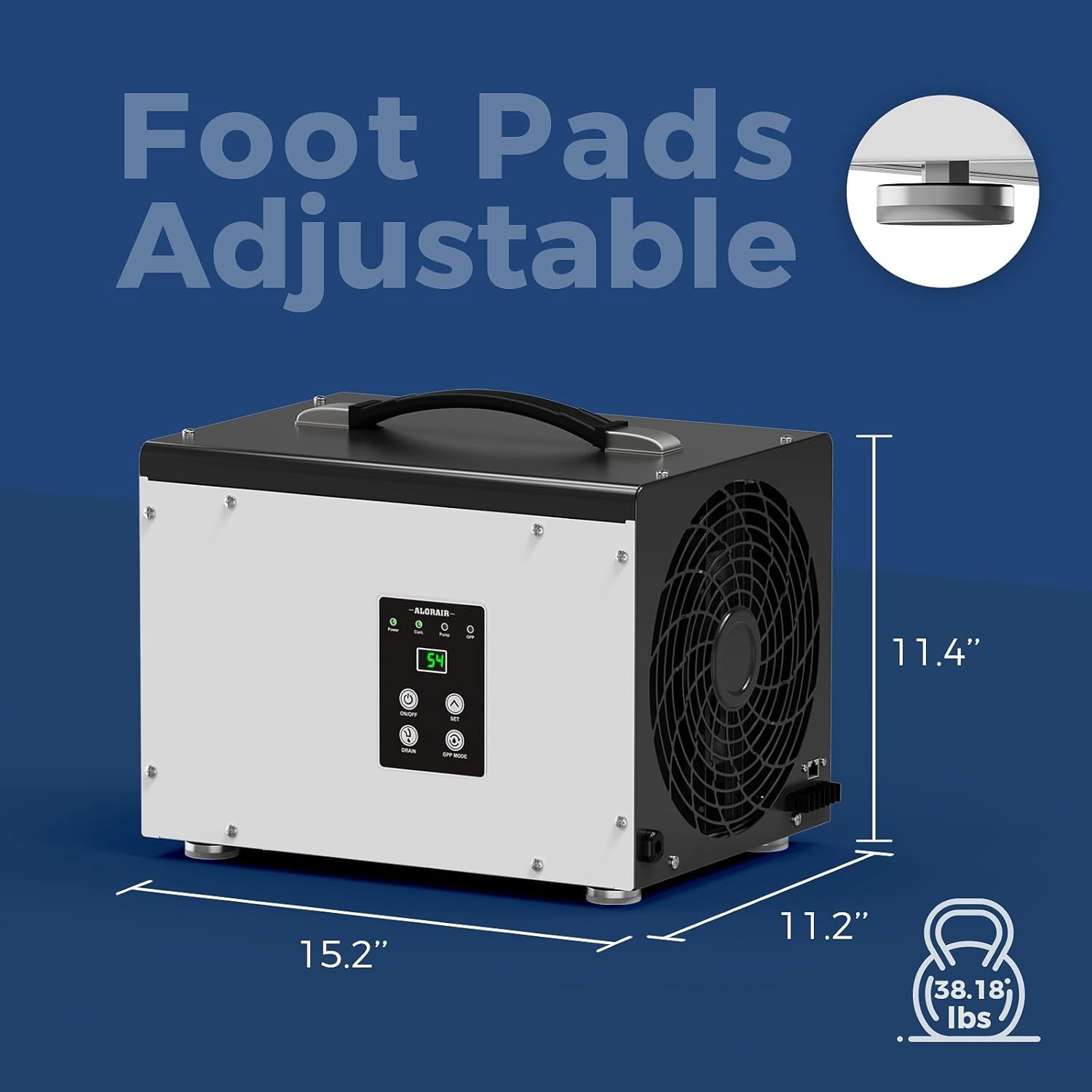 AlorAir 70 Pints Crawl Space and Basement Dehumidifier with Built-in Pump, Automatic Defrost, 1000 Sq Ft Coverage (White, 70 Pints) bpb7c
