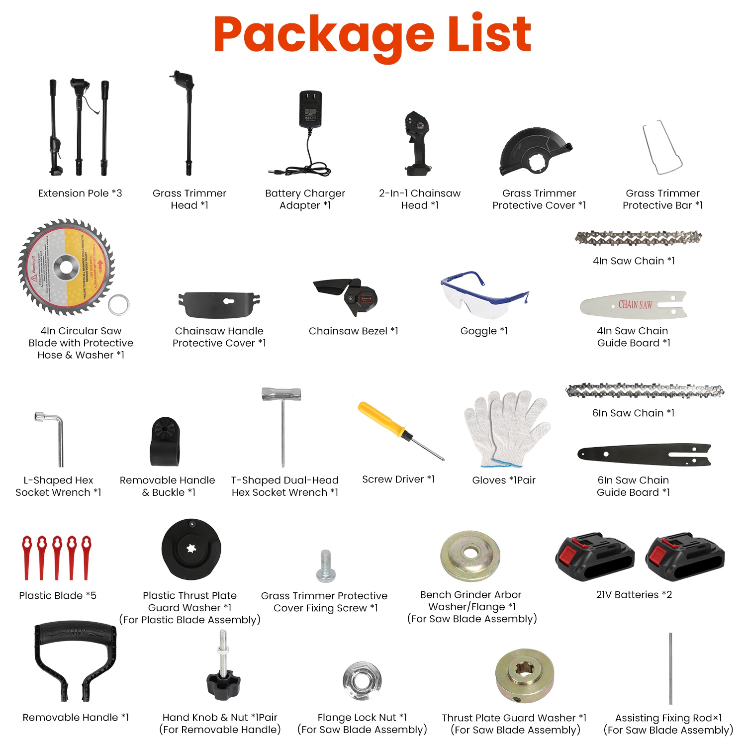 Imountek 3-in-1 Cordless Electric Pole Saw and Grass Trimmer Kit (Black, 75 in) wrdsm