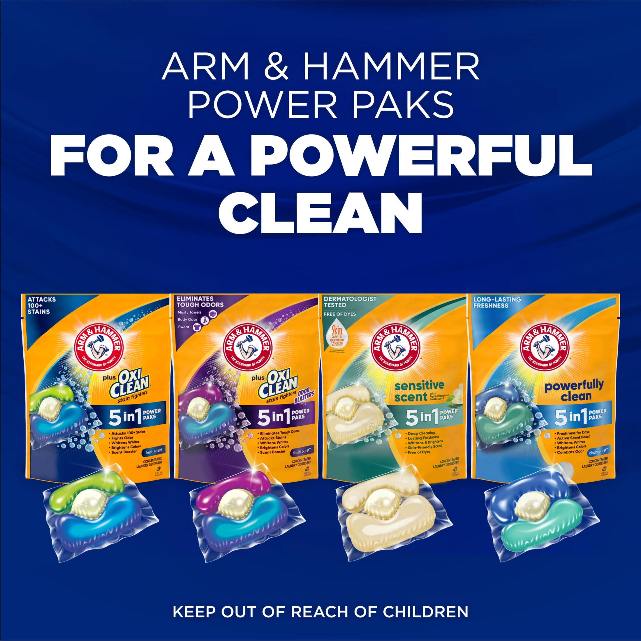 ARM & HAMMER Clean Burst 5-in-1 Laundry Detergent Power Paks (Clean Burst Scent, 42 Count) 0gsjy