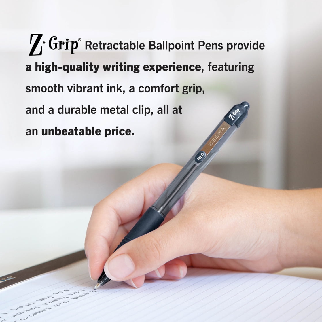 Zebra Z-Grip Retractable Ballpoint Pen (Black, 2-Pack) dkxvg
