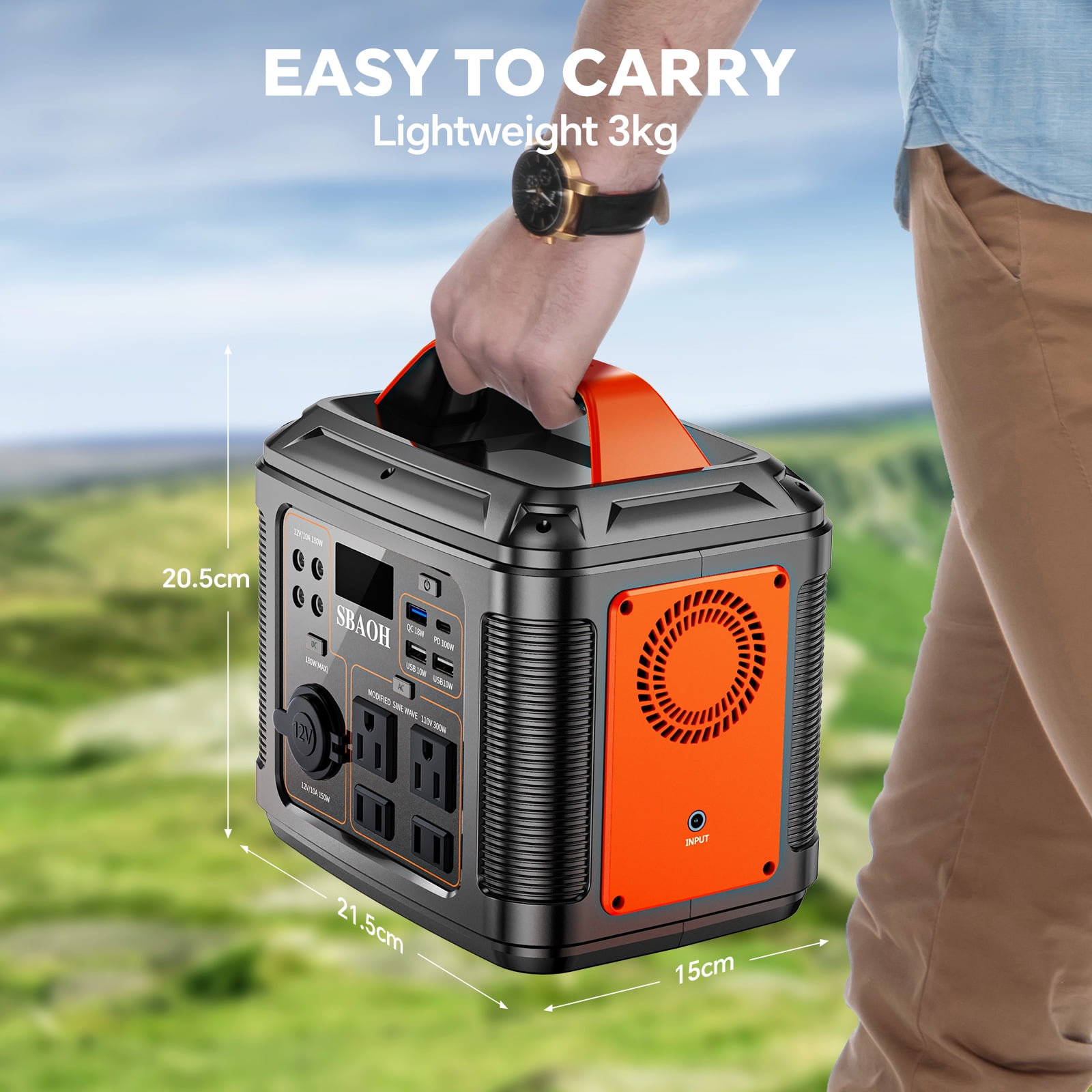 SBAOH 300W Portable Power Station Solar Generator with Solar Panel, Lithium Battery Backup for Outdoor Camping and Home Emergency (Black, 296Wh) pbbzg