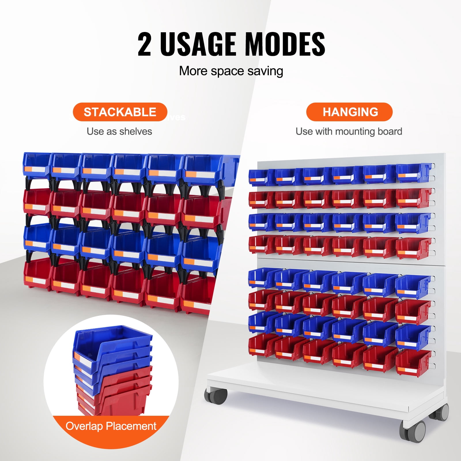 KFFKFF Stackable Storage Organizer Bins, Durable Plastic Hanging Bins for Closet and Kitchen (Blue, 24-Pack, 5.4 in x 4.1 in x 3.1 in) vqn1l