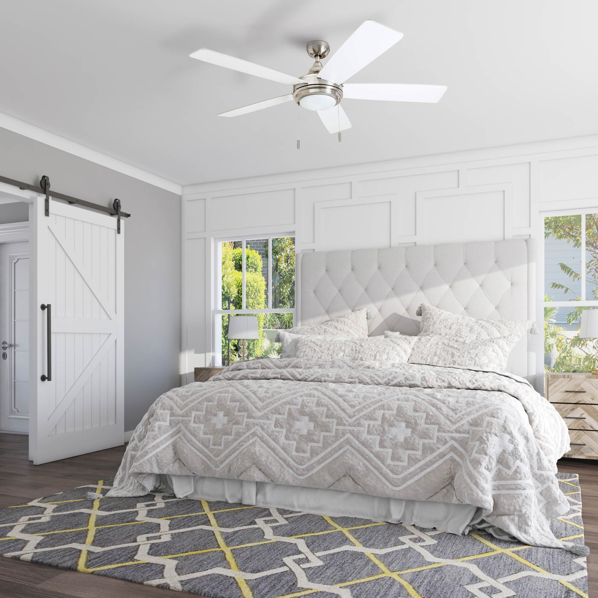 Honeywell Ventnor 52-in Modern LED Ceiling Fan with Integrated Light (Brushed Nickel, 52-in) ji6ap
