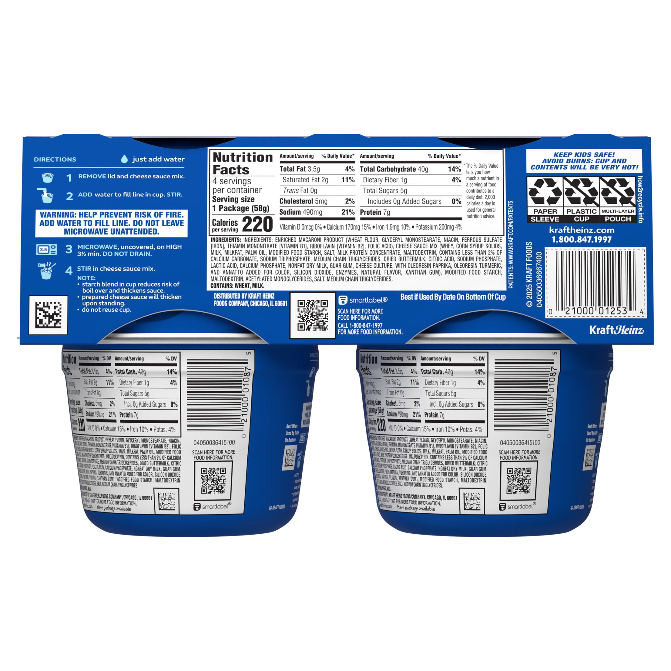 Kraft Original Macaroni and Cheese Dinner Cups (4 Pack, 2.05 oz Each) 4juec