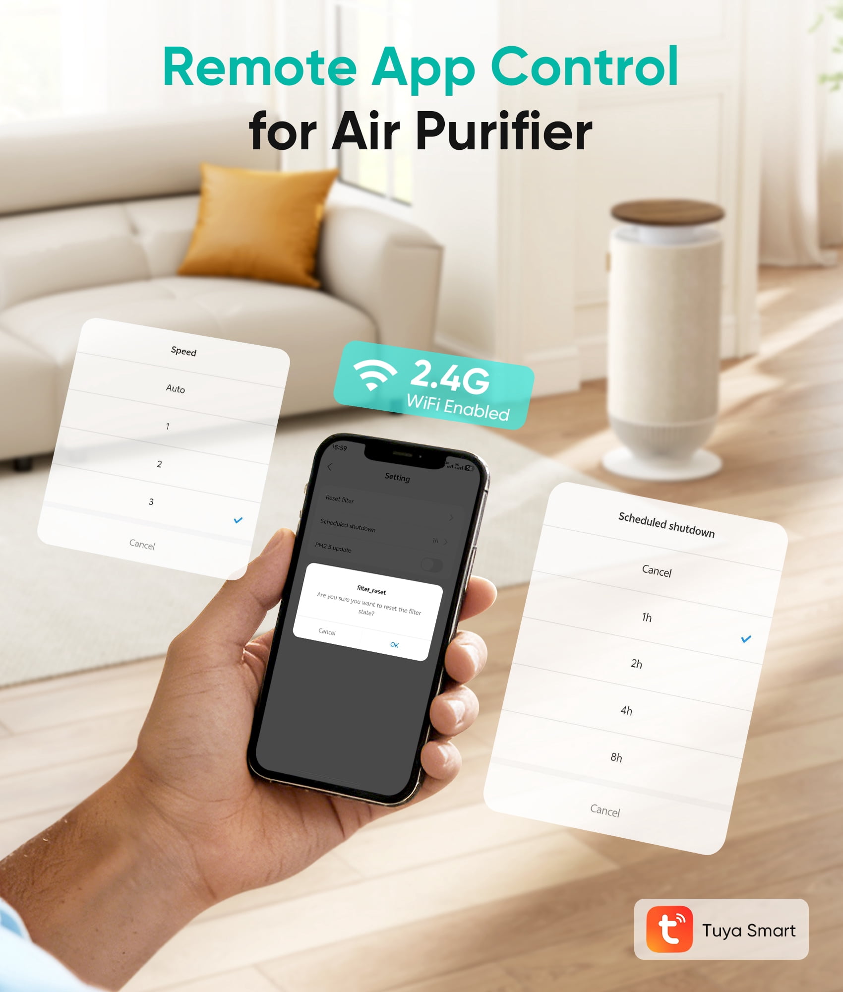 Petbobi H13 True HEPA Air Purifier for Large Rooms with Smart App Control and PM2.5 Monitor (Grey) q609q