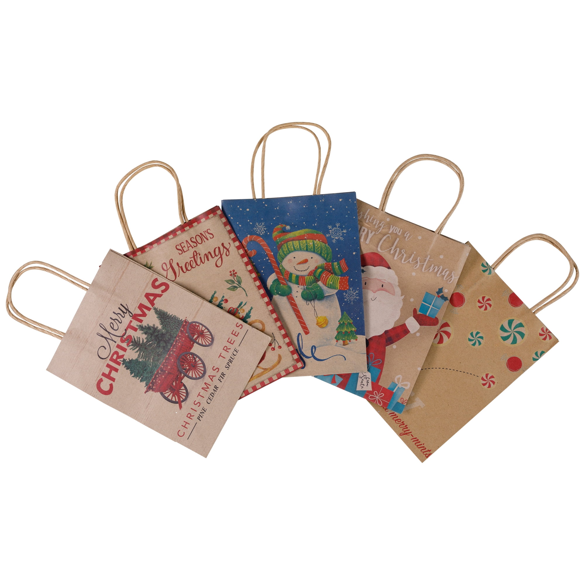 Lindy Bowman Christmas Gift Bags with Handles, Holiday Assorted Designs (15 Pack, 8 in x 6 in x 3 in) 8ozx2