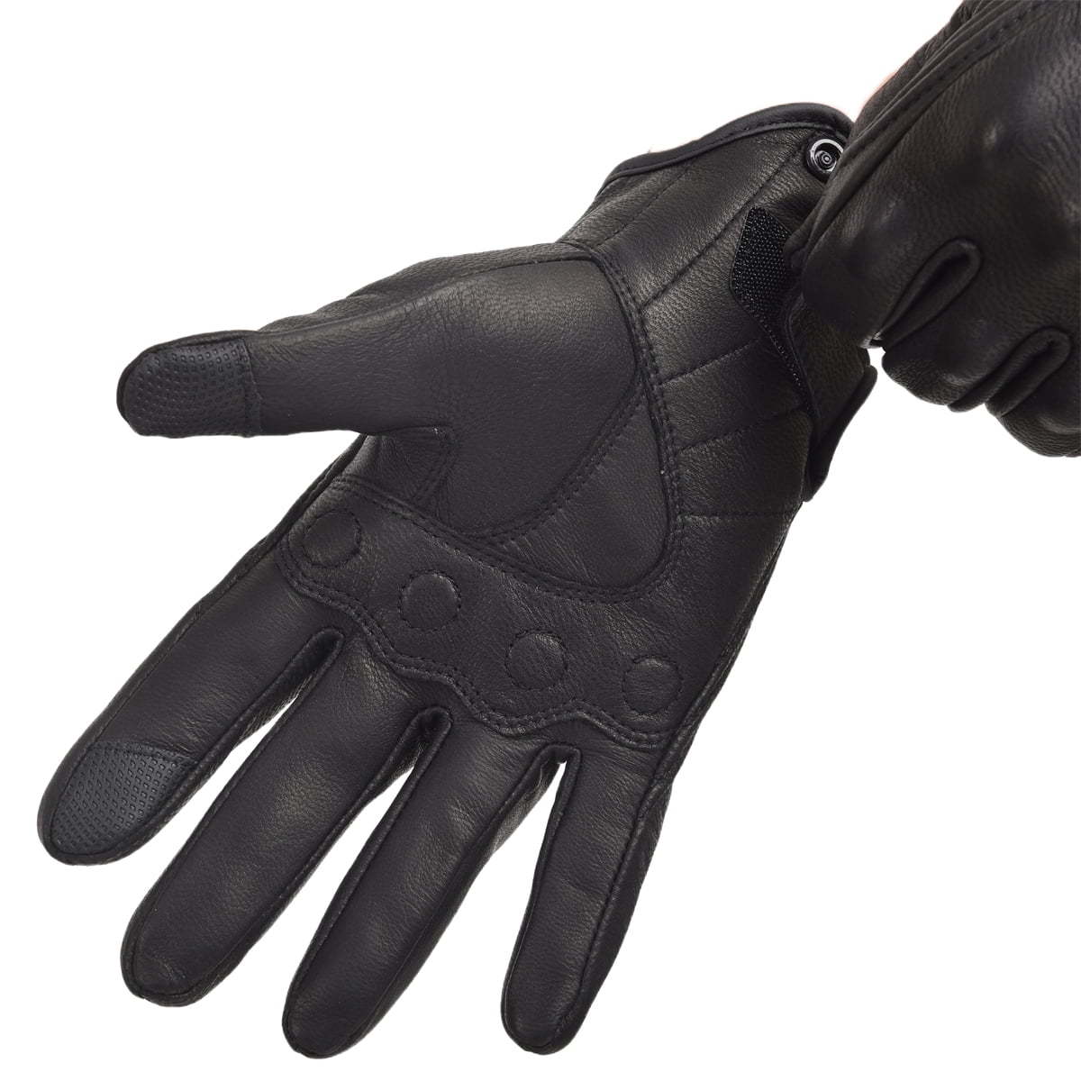 Sibewora Men's Leather Motorcycle Gloves (Black, Large) 8sl7c