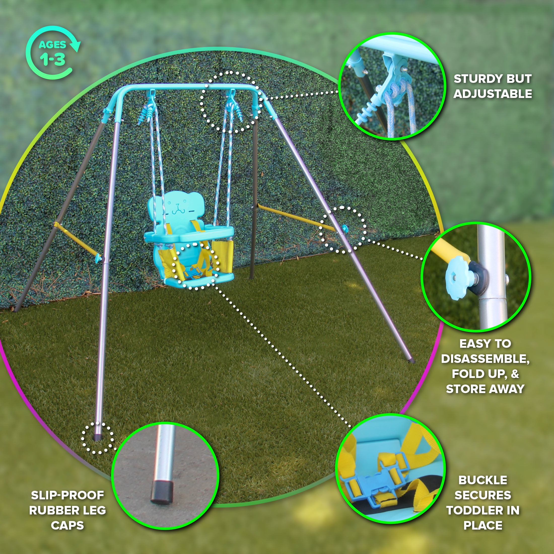 Sportspower My 1st Toddler Swing Set (Blue, 58 in L x 58 in W x 47 in H) qnmdo