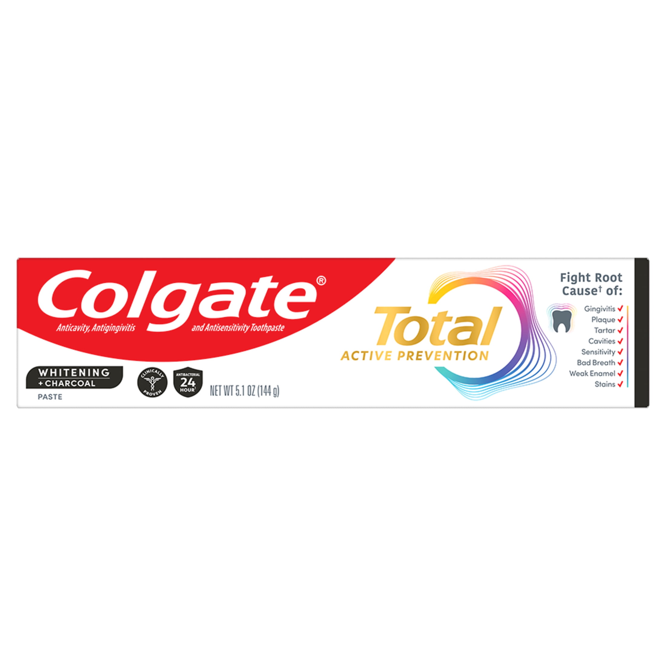 Colgate Total Active Prevention Whitening and Charcoal Toothpaste, Mint (5.1 oz) s7gvq