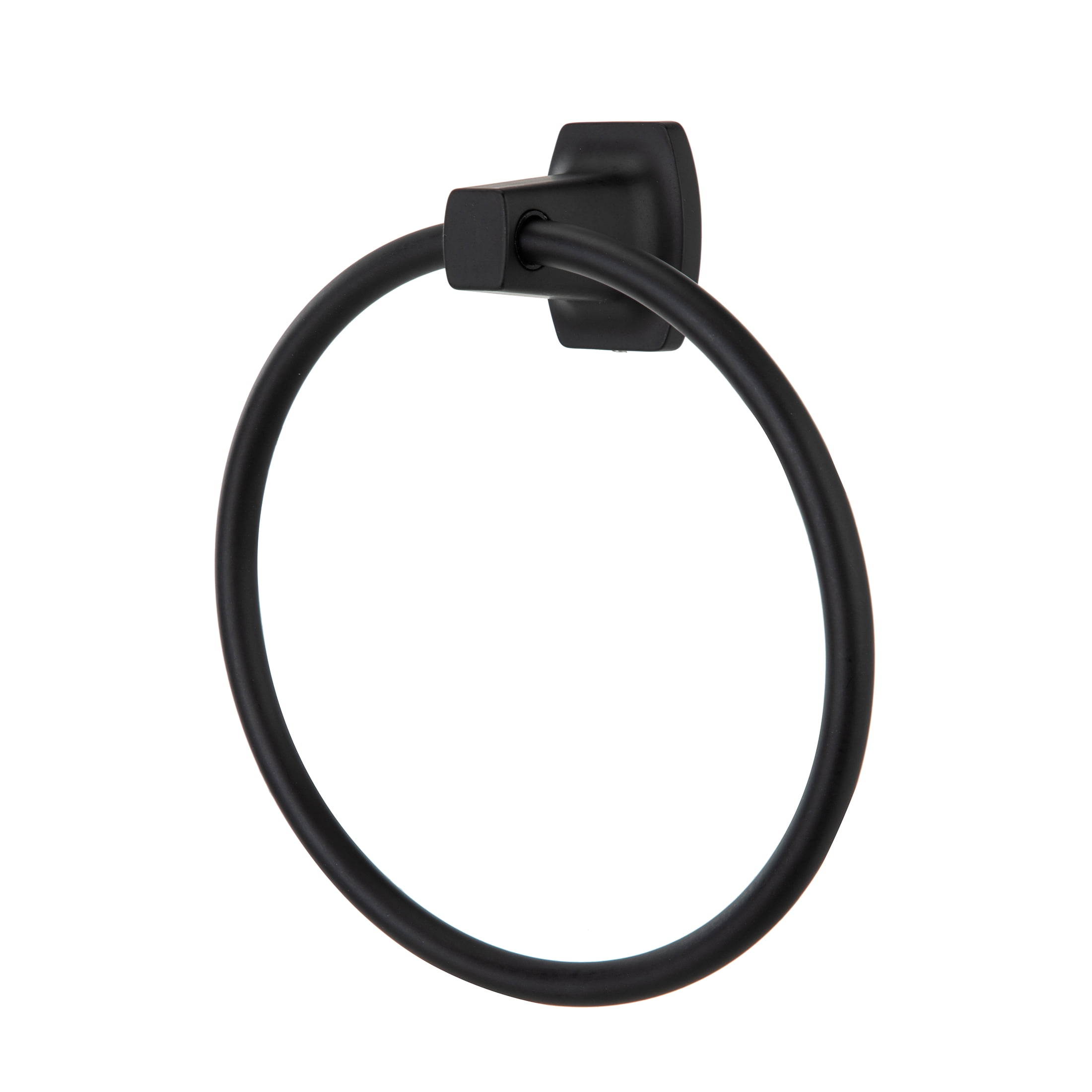 Mainstays Square Wall Mount Towel Ring (Matte Black, 6.14 in x 7.09 in x 2.16 in) qta23
