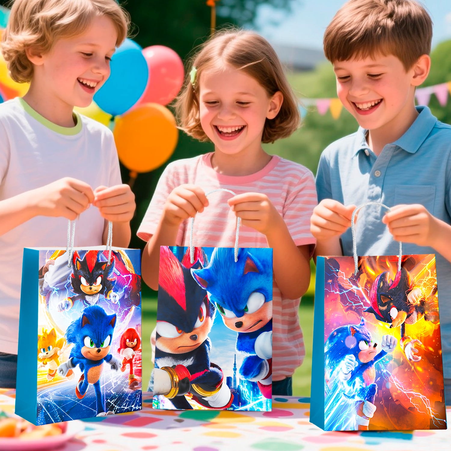 Jowpytelovly Sonic Party Favor Bags, Themed Gift Bags for Kids Birthday Decorations (16 Pack) snhfc