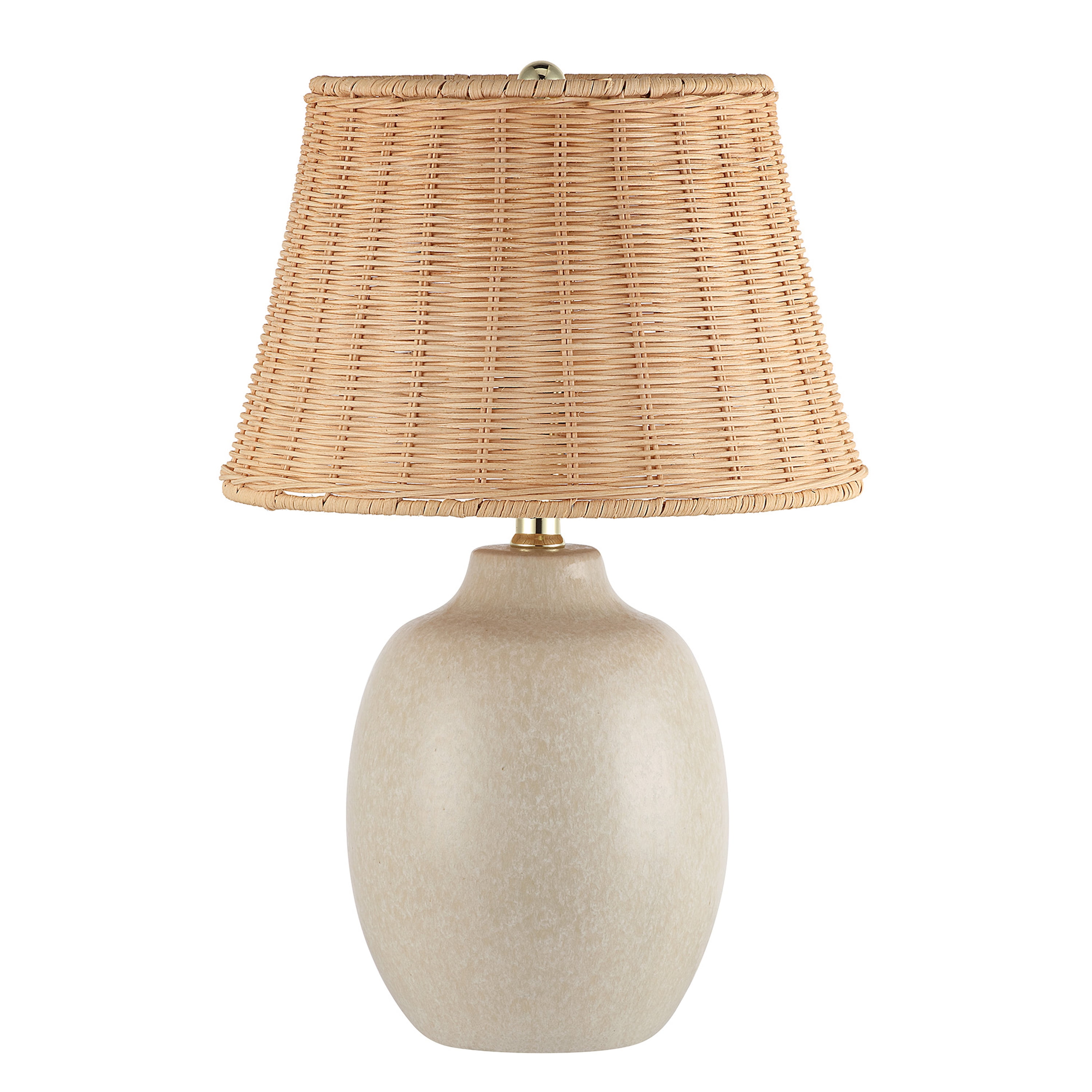 Better Homes & Gardens Ceramic Table Lamp with Natural Rattan Shade (Cream, 18 in) i5kof