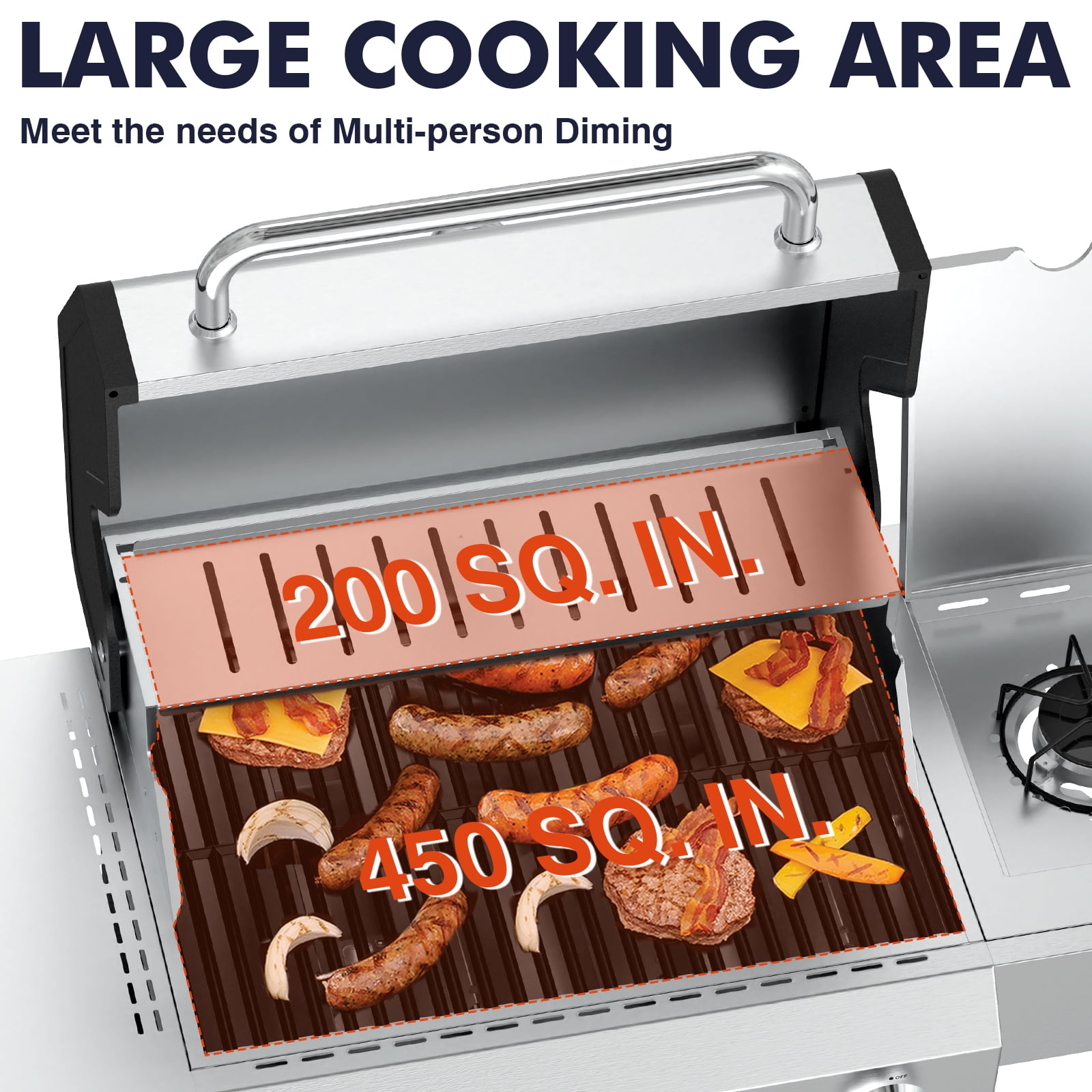 Frizi 4-Burner Gas Grill with Side Burner, Stainless Steel Propane BBQ for Patio and Camping (60,000 BTU) z8ws2