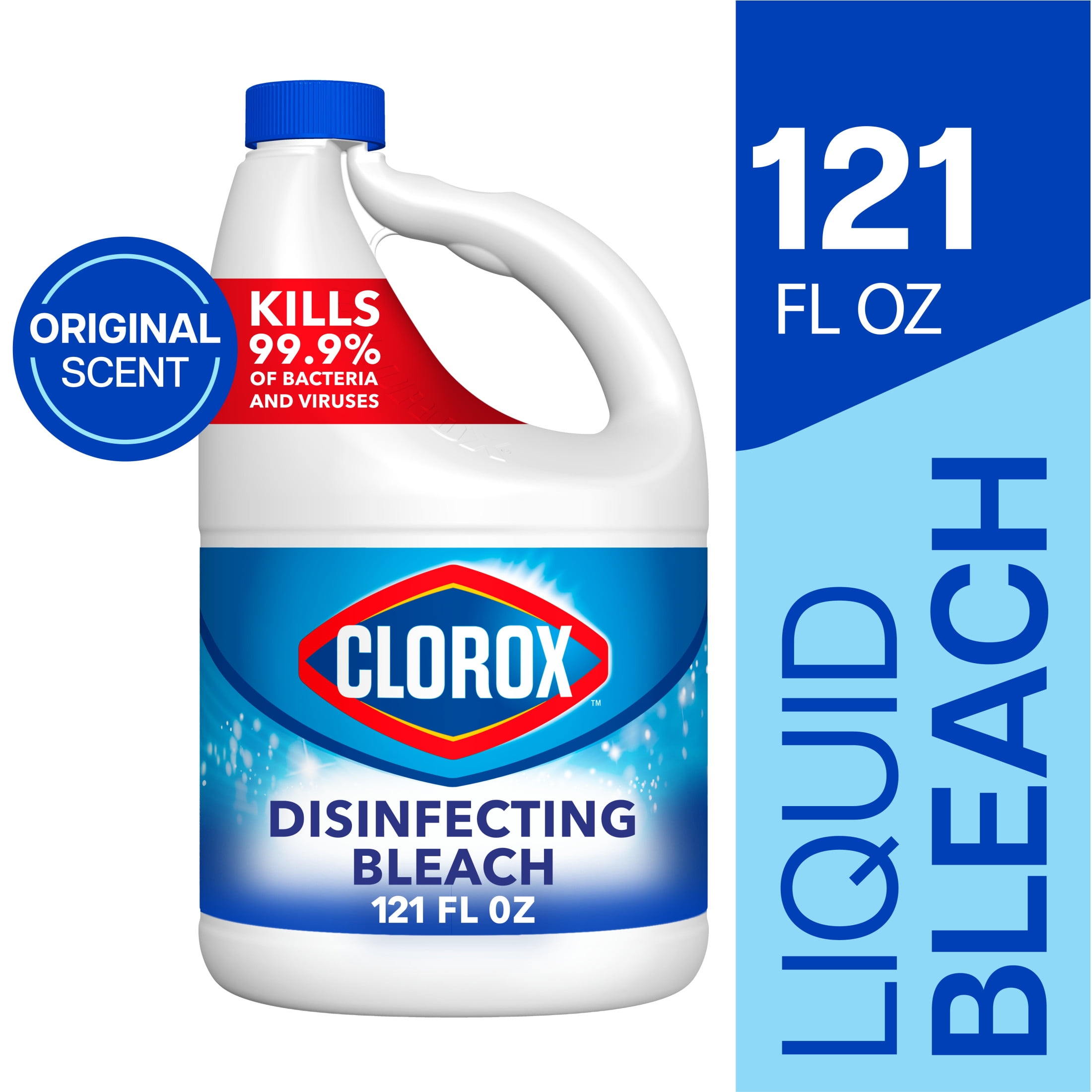 Clorox Disinfecting Liquid Bleach, Regular Scent, Multi-Purpose Surface Cleaner and Laundry Whitener (121 fl oz) fkqes