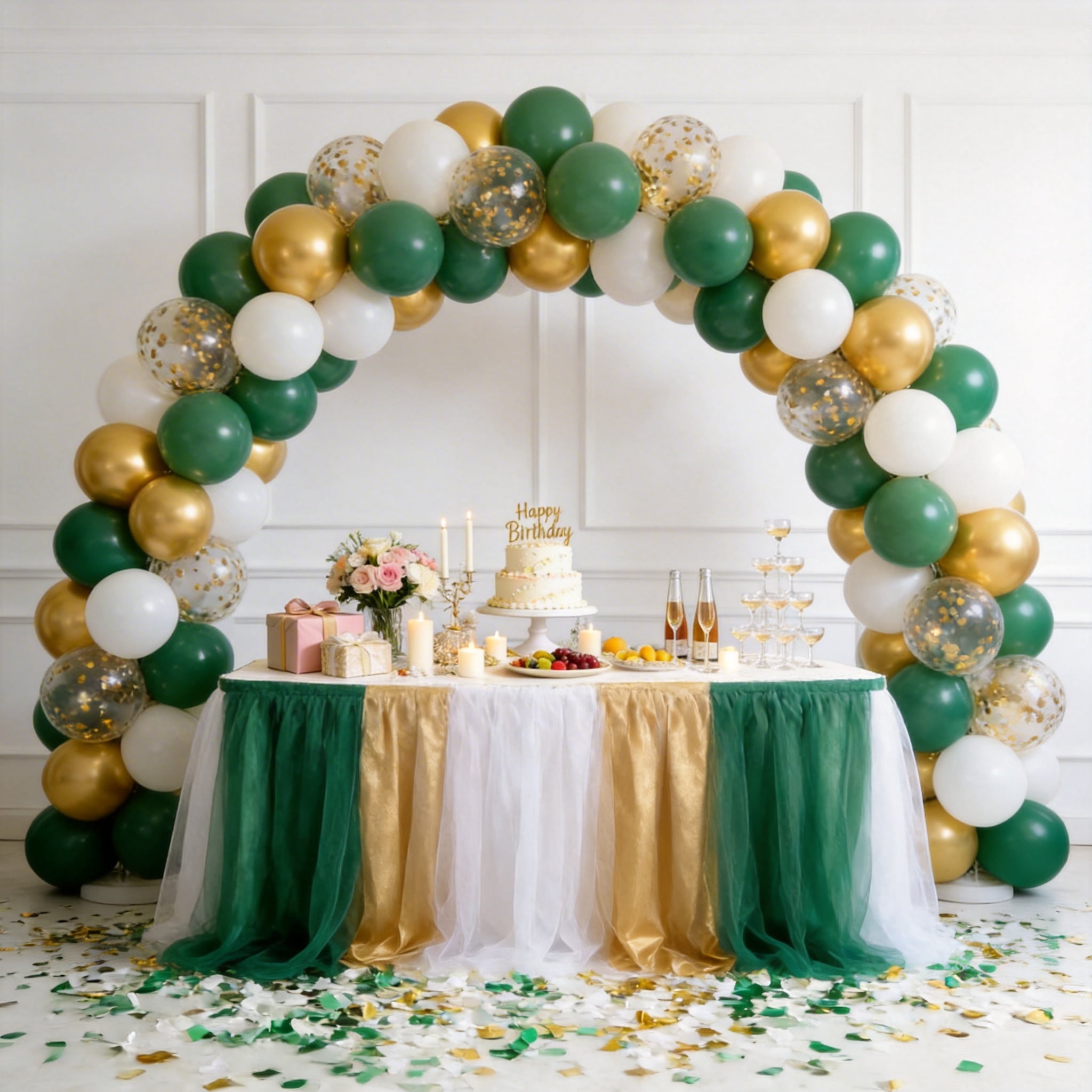 Qiameng Sage Green and Gold Balloon Arch Kit for Party Decorations (92 Pieces, 12 in) 8xlyt