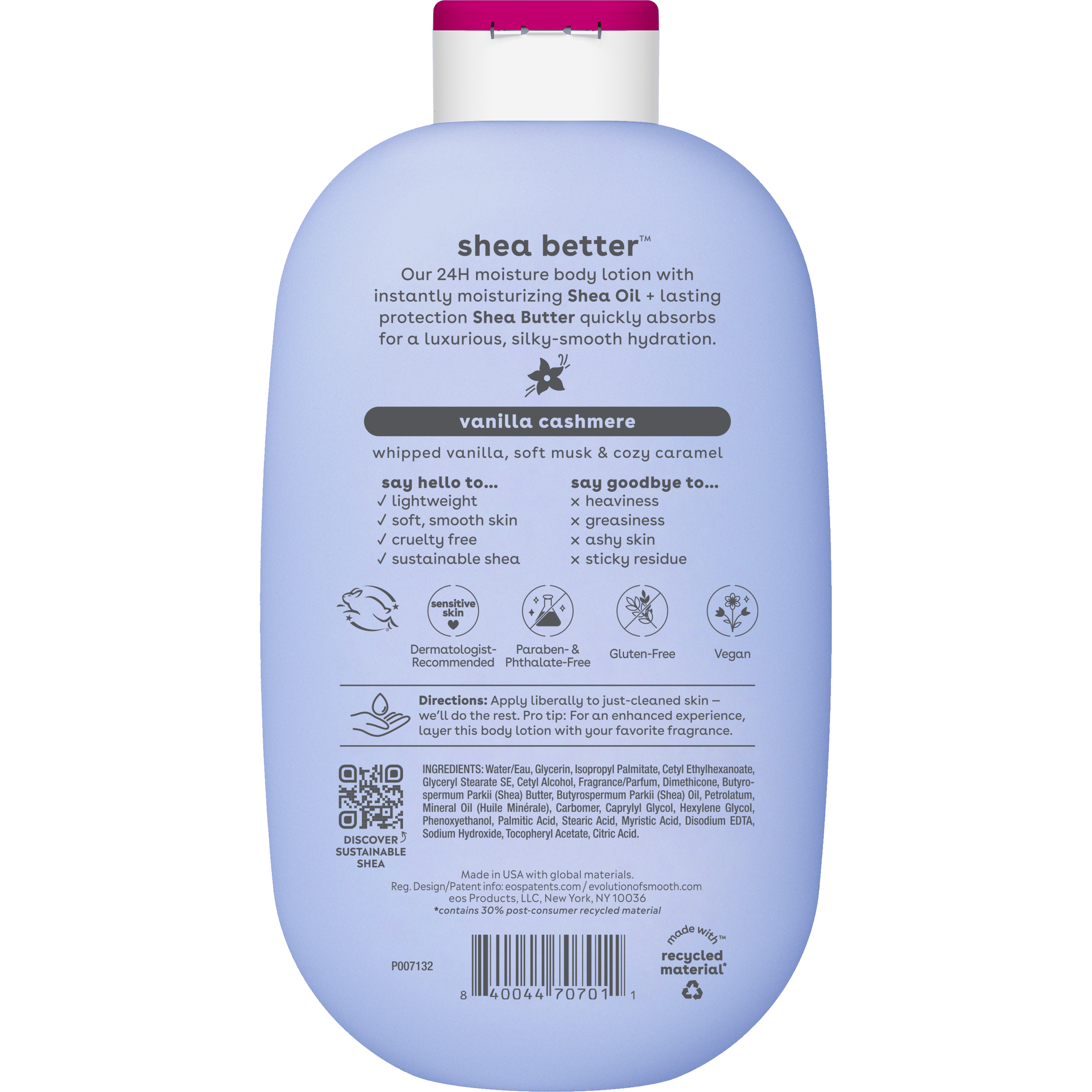 eos Shea Better Body Lotion, Vanilla Cashmere, Deep Hydration for Dry Skin (16 fl oz) u23lw