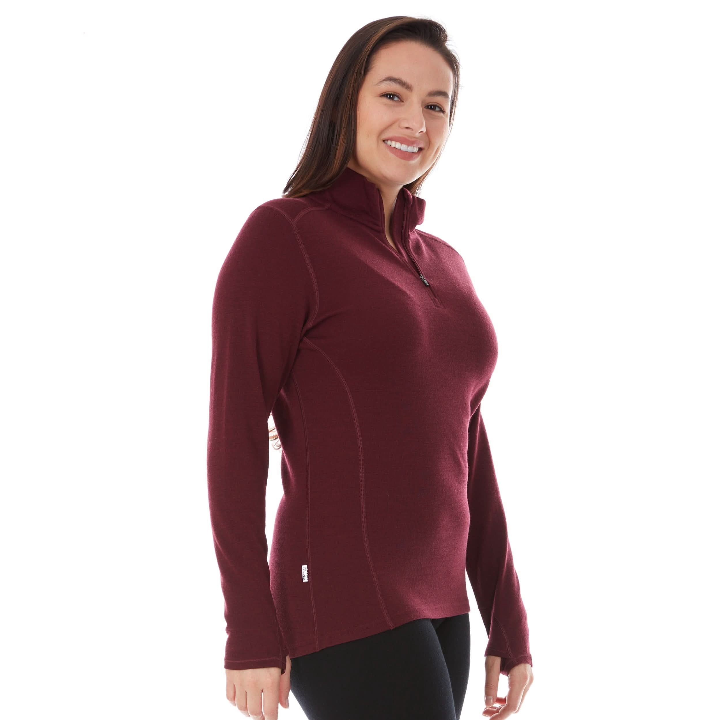 Minus33 Women's Merino Wool 1/4 Zip Midweight Base Layer (Black, Medium) hgpaf