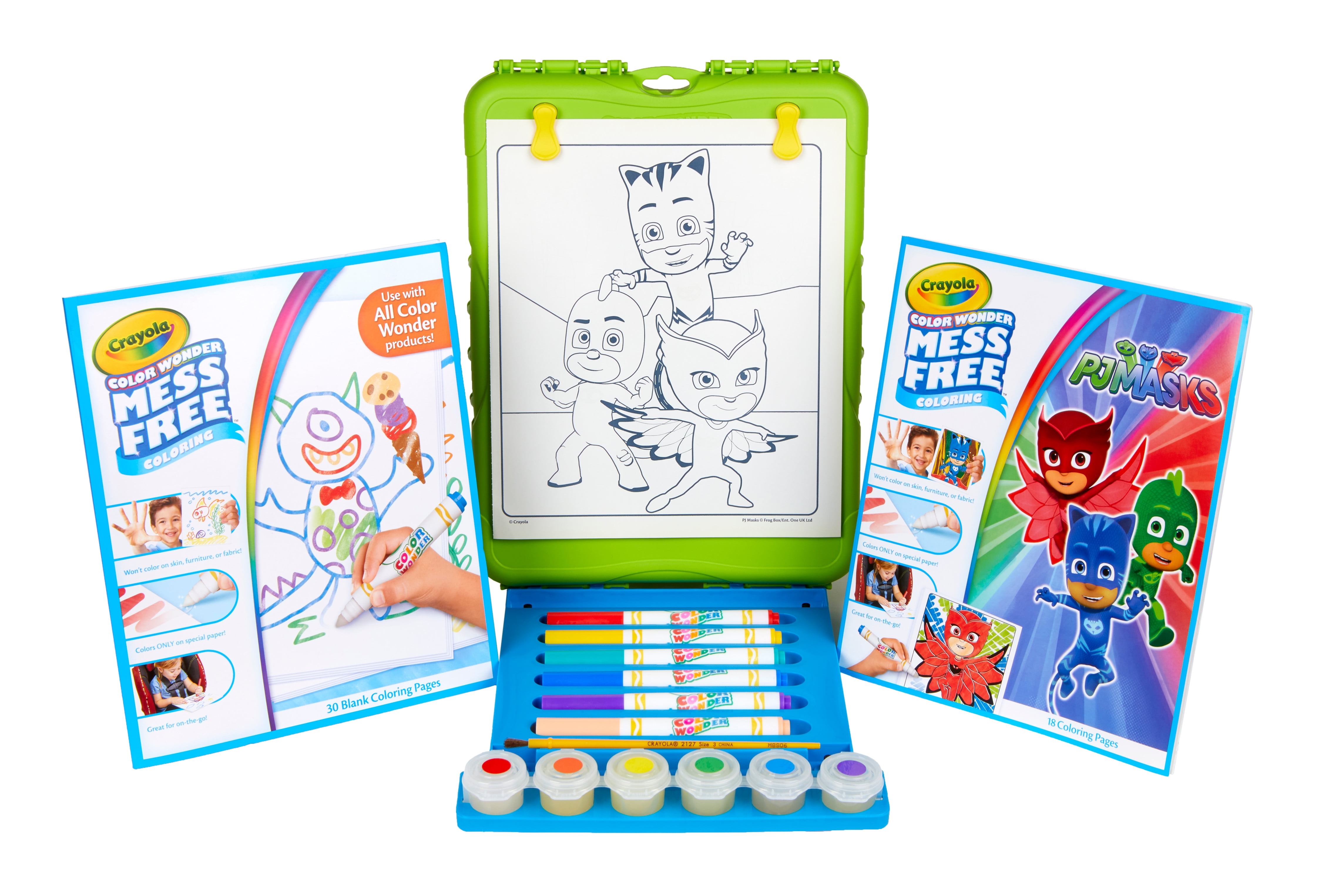 Crayola Color Wonder PJ Masks Travel Easel Activity Set with Mess-Free Markers and 30 Coloring Pages (One Size) cqydh