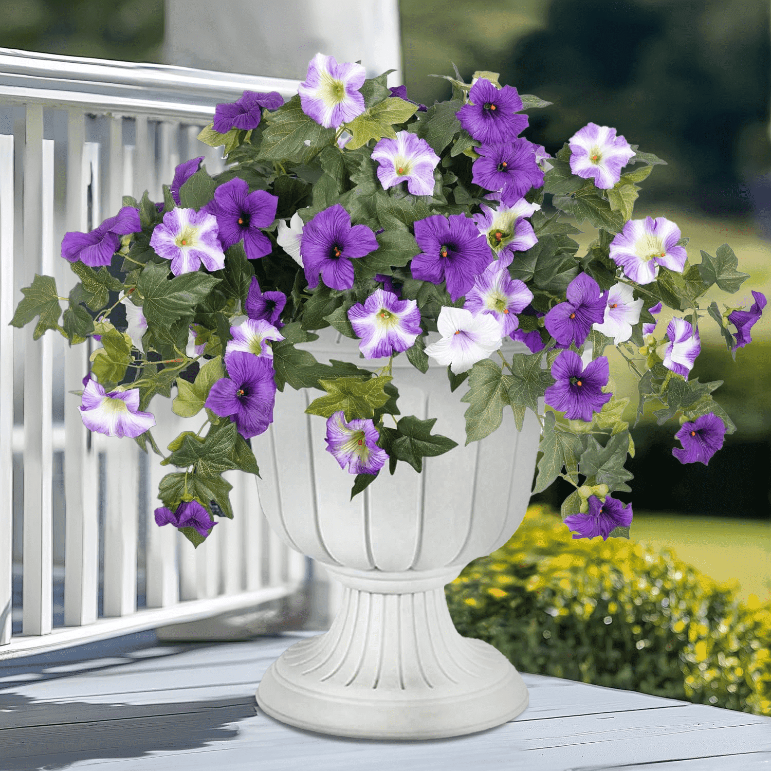 Inadays Artificial Petunia Flowers UV Resistant Faux Plants for Indoor and Outdoor Decor (Purple, 2 Pack, 24 in x 21 in) 4zlji