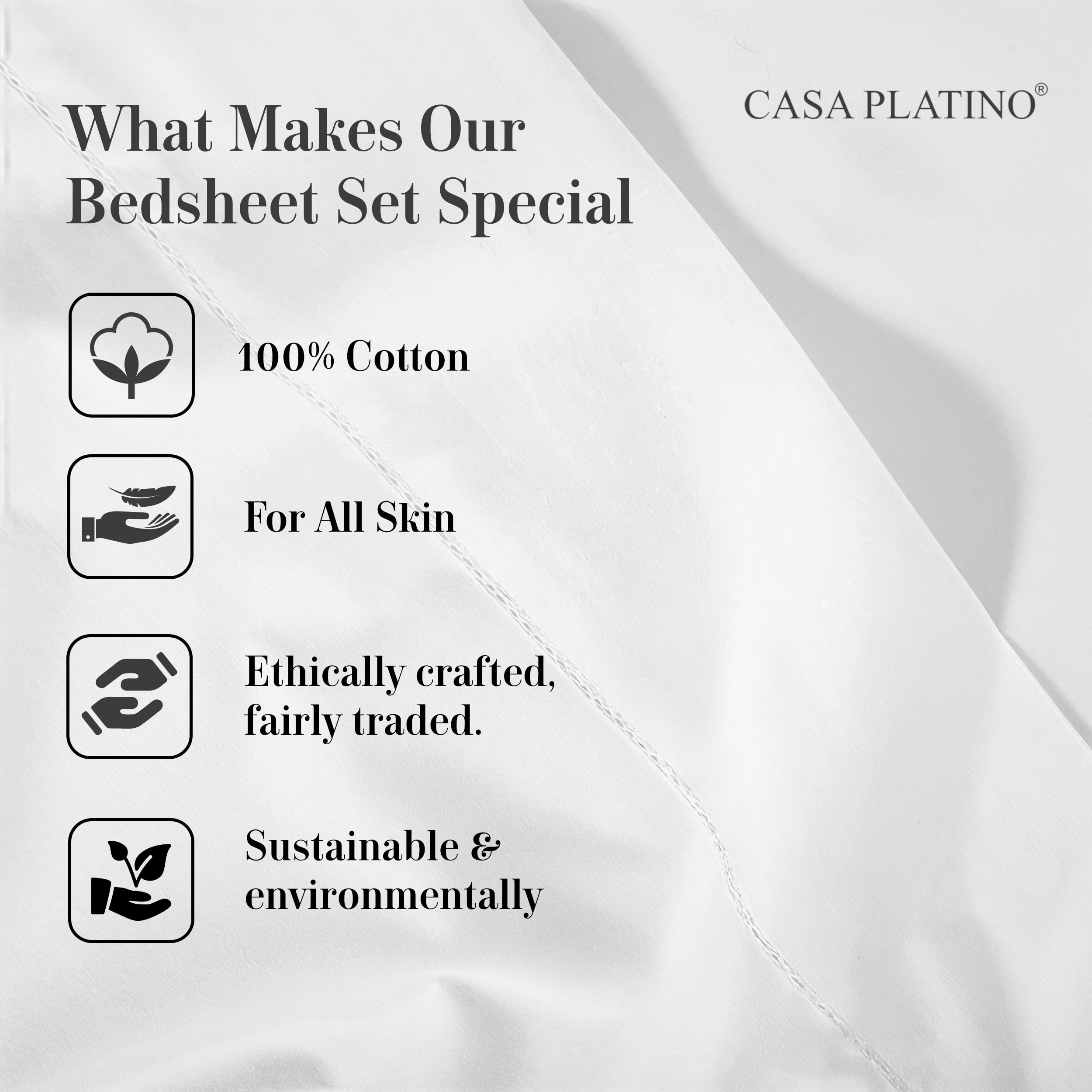 Casa Platino 100% Cotton Queen Sheet Set (4-Piece, Percale Weave, Deep Pocket, White) f0sq2