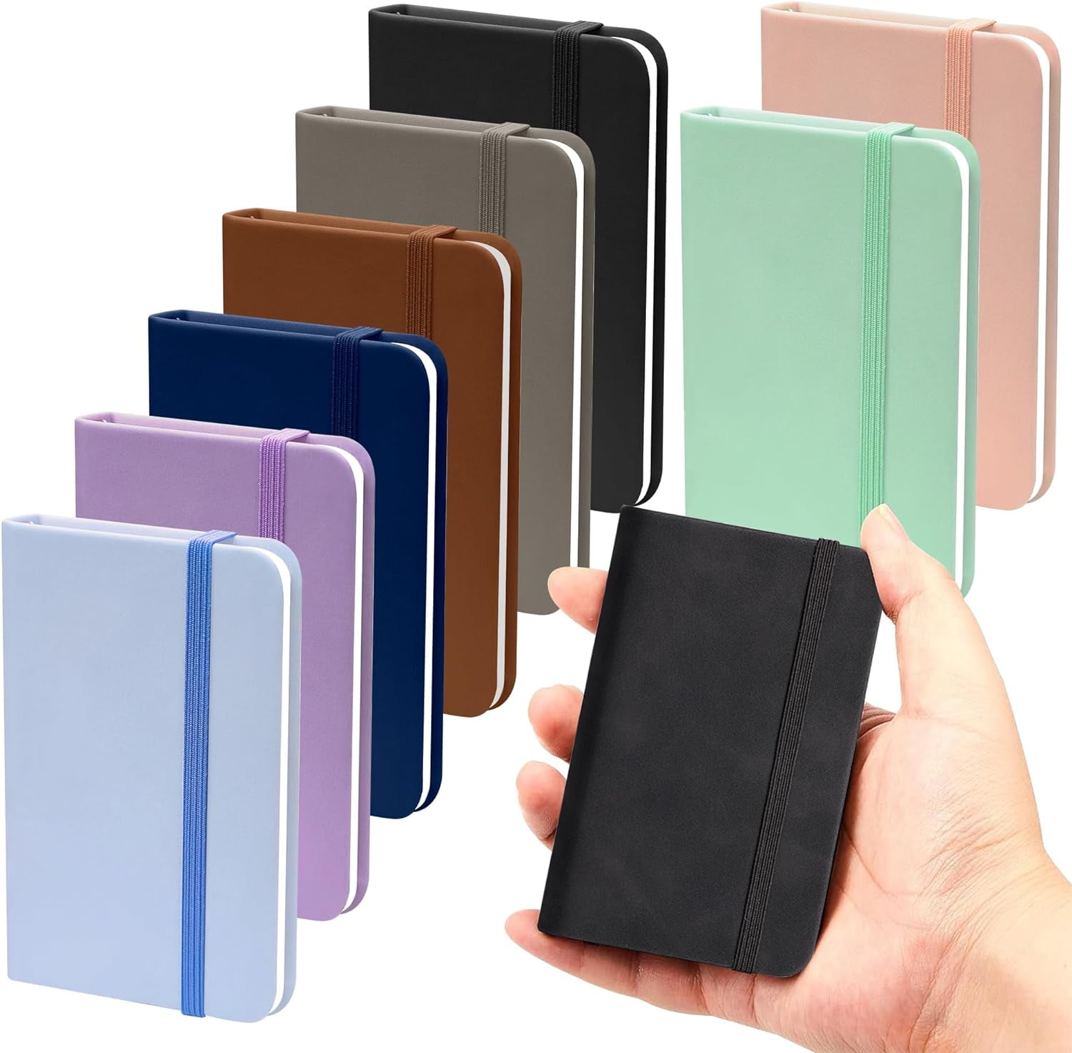 QZLGJL Pocket Notebook Bulk Set, Hardcover Small Notepad for Office and Travel (Multicolor, 8 Pack, 4.3 in x 3 in) vxr18