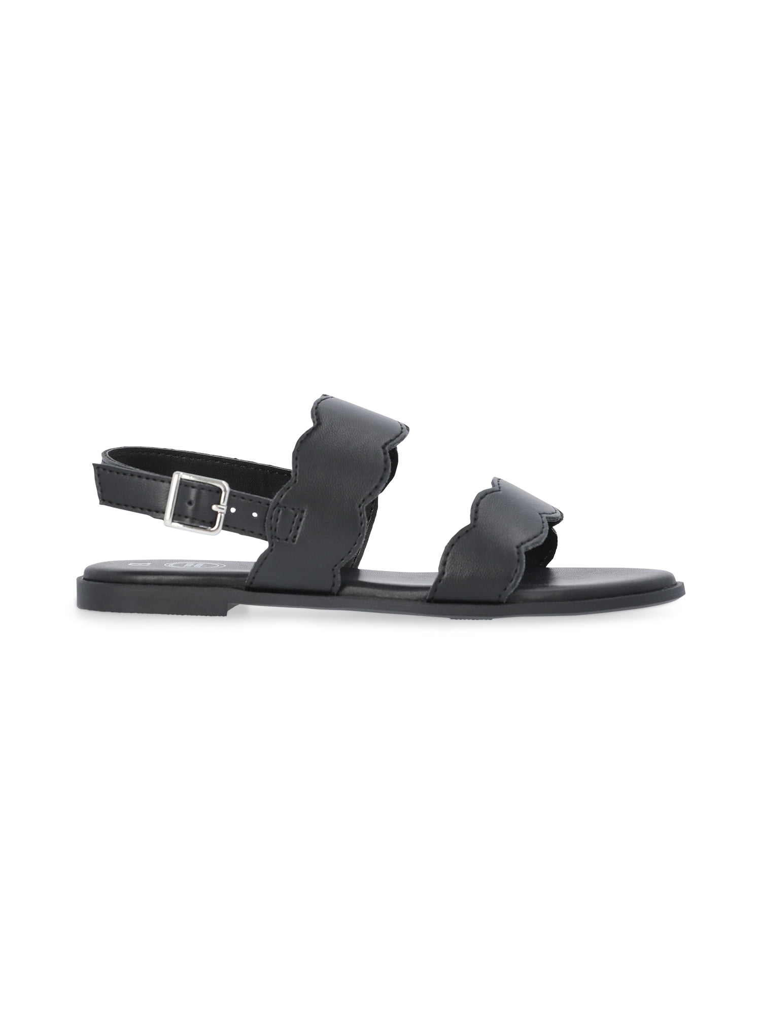 Wonder Nation Girls Two-Strap Slingback Sandals (Black, Size 4) l842h