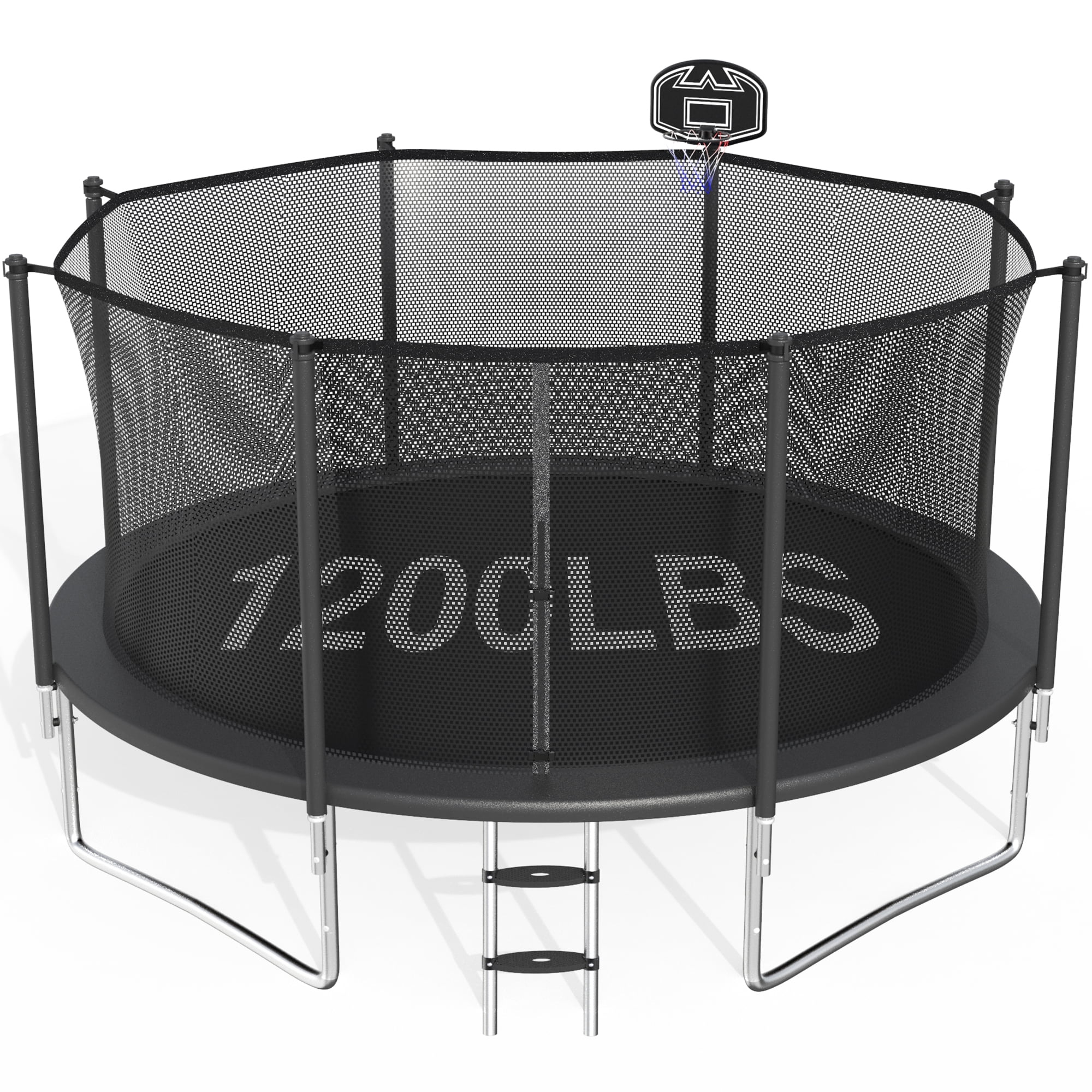 CITYLE Outdoor Recreational Trampoline with Enclosure and Basketball Hoop (12 ft, 1500 lb) wse7a
