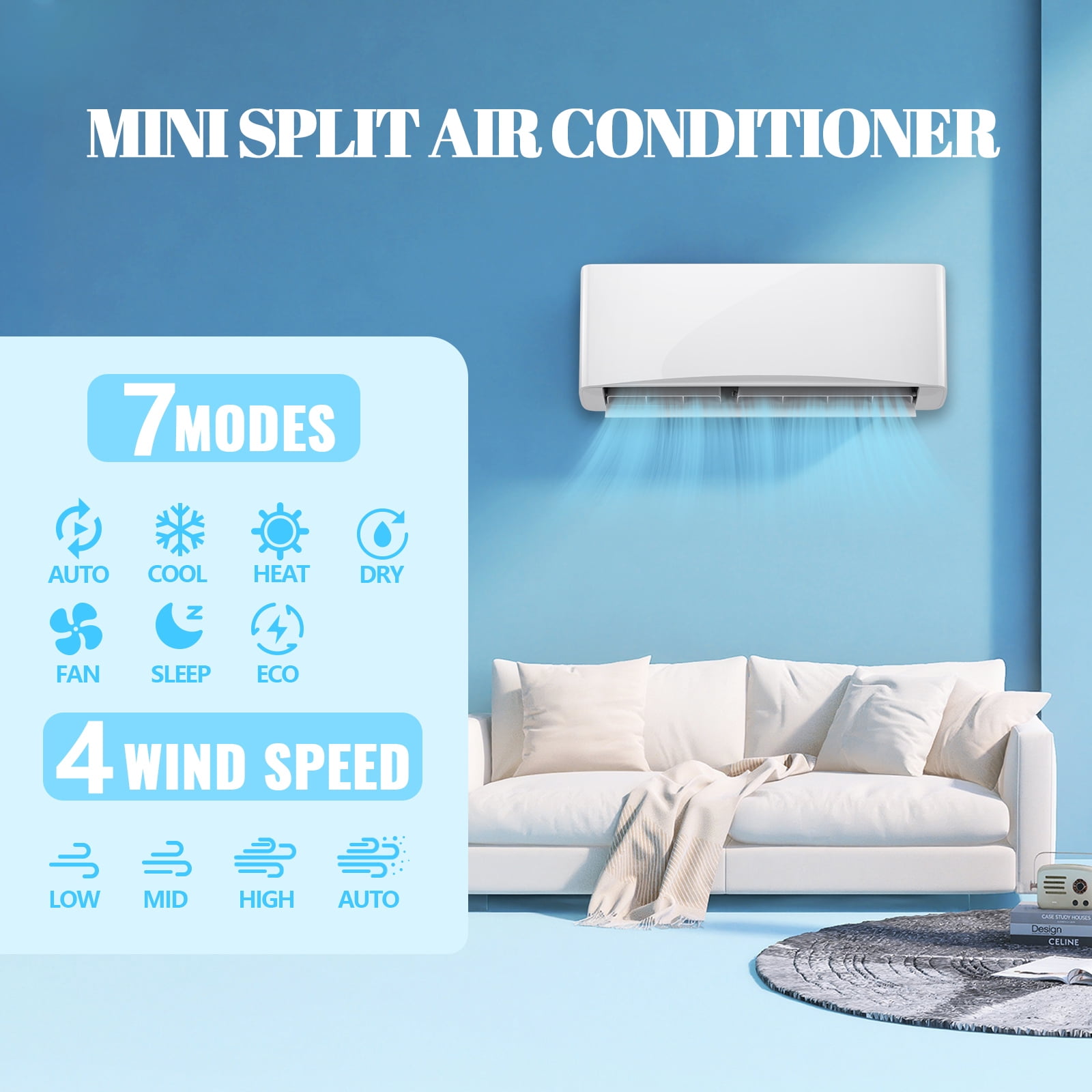 Tacool 12000 BTU Mini Split Air Conditioner and Heater with Heat Pump (White, 750 sq ft) ig752