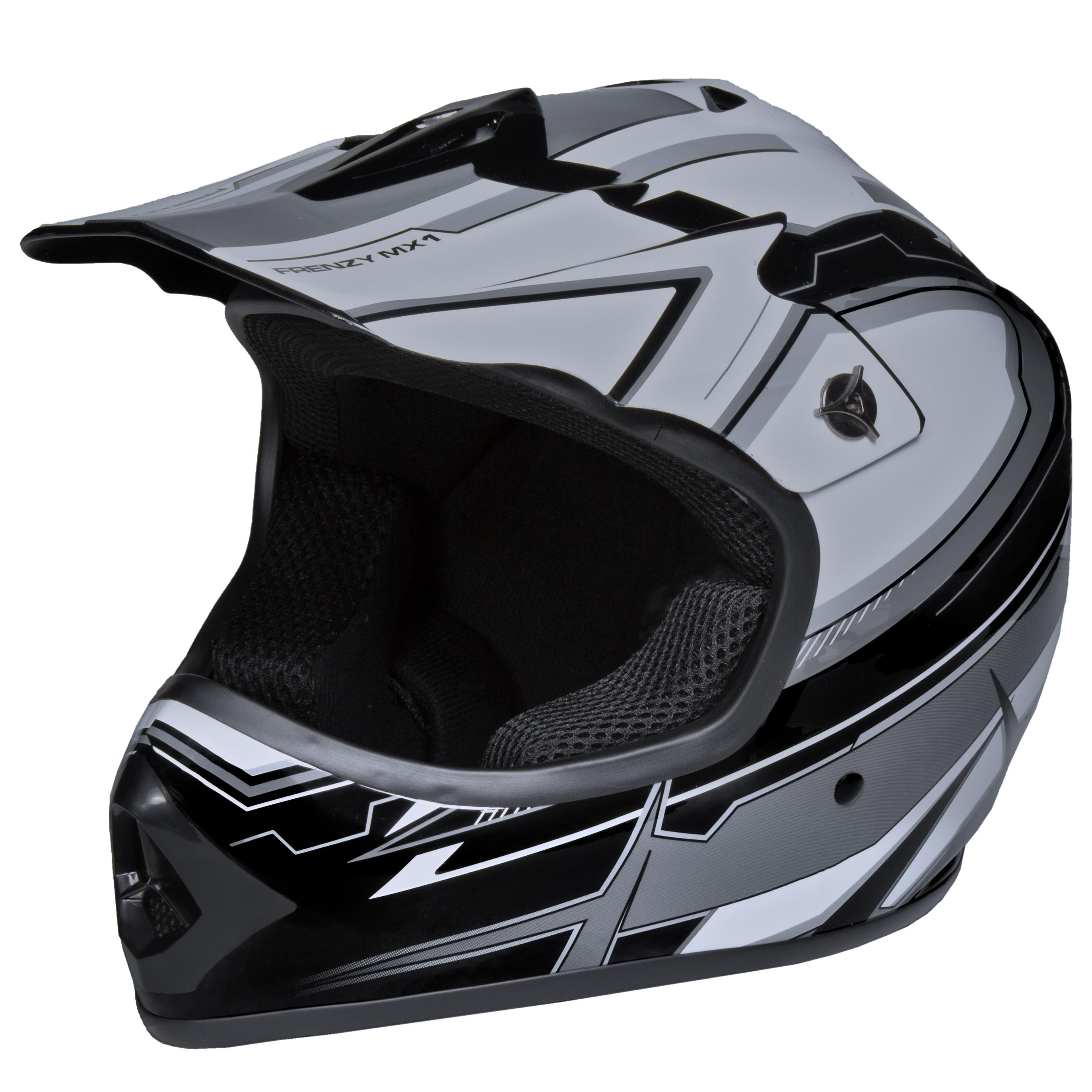 Fuel Helmets Youth Frenzy MX ATV Off-Road Helmet (Black/Grey, Youth Large) s597q
