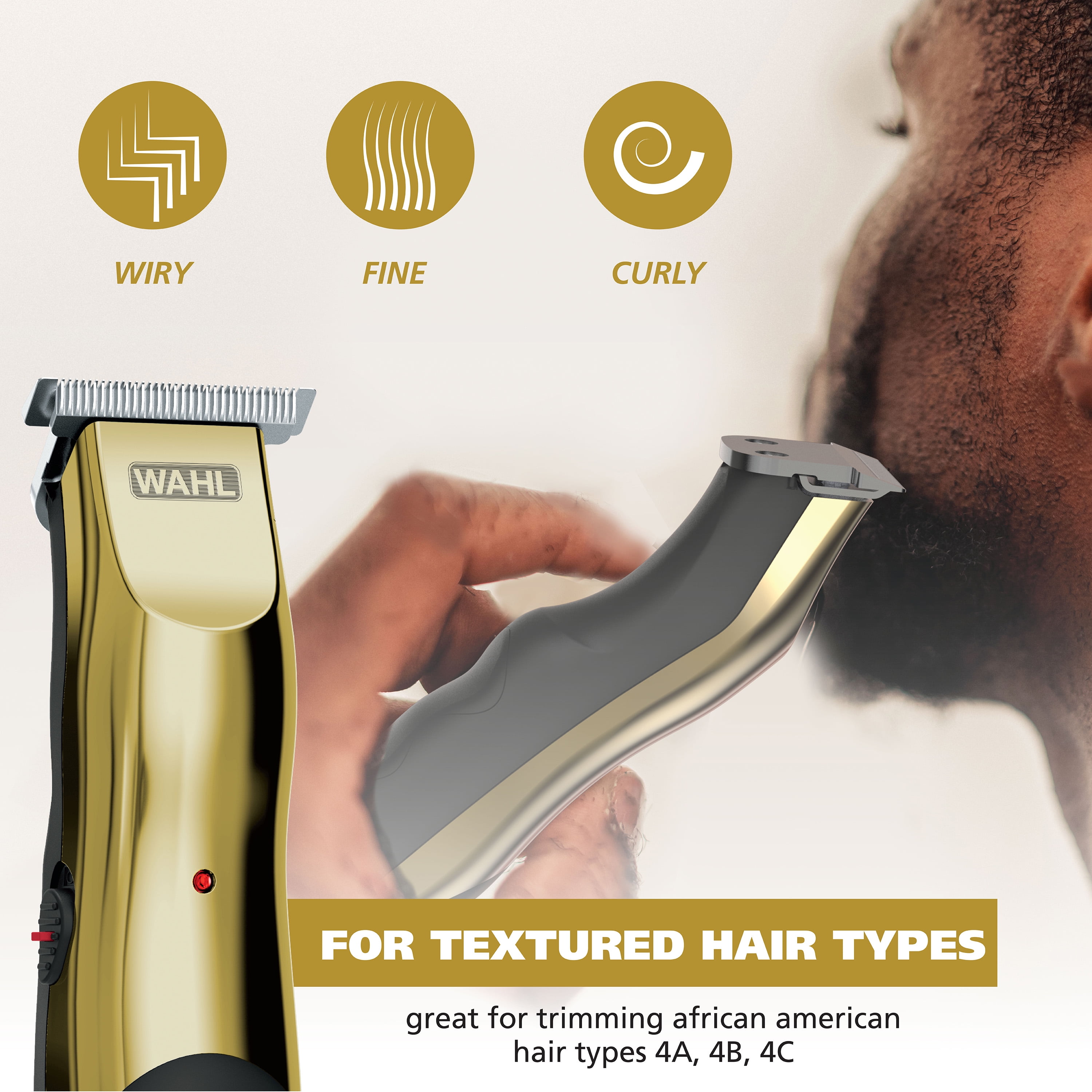 Wahl T-Pro Plus USB Rechargeable Hair Trimmer with Stainless Steel T-Blade (Gold, 1 Unit) 9td7l