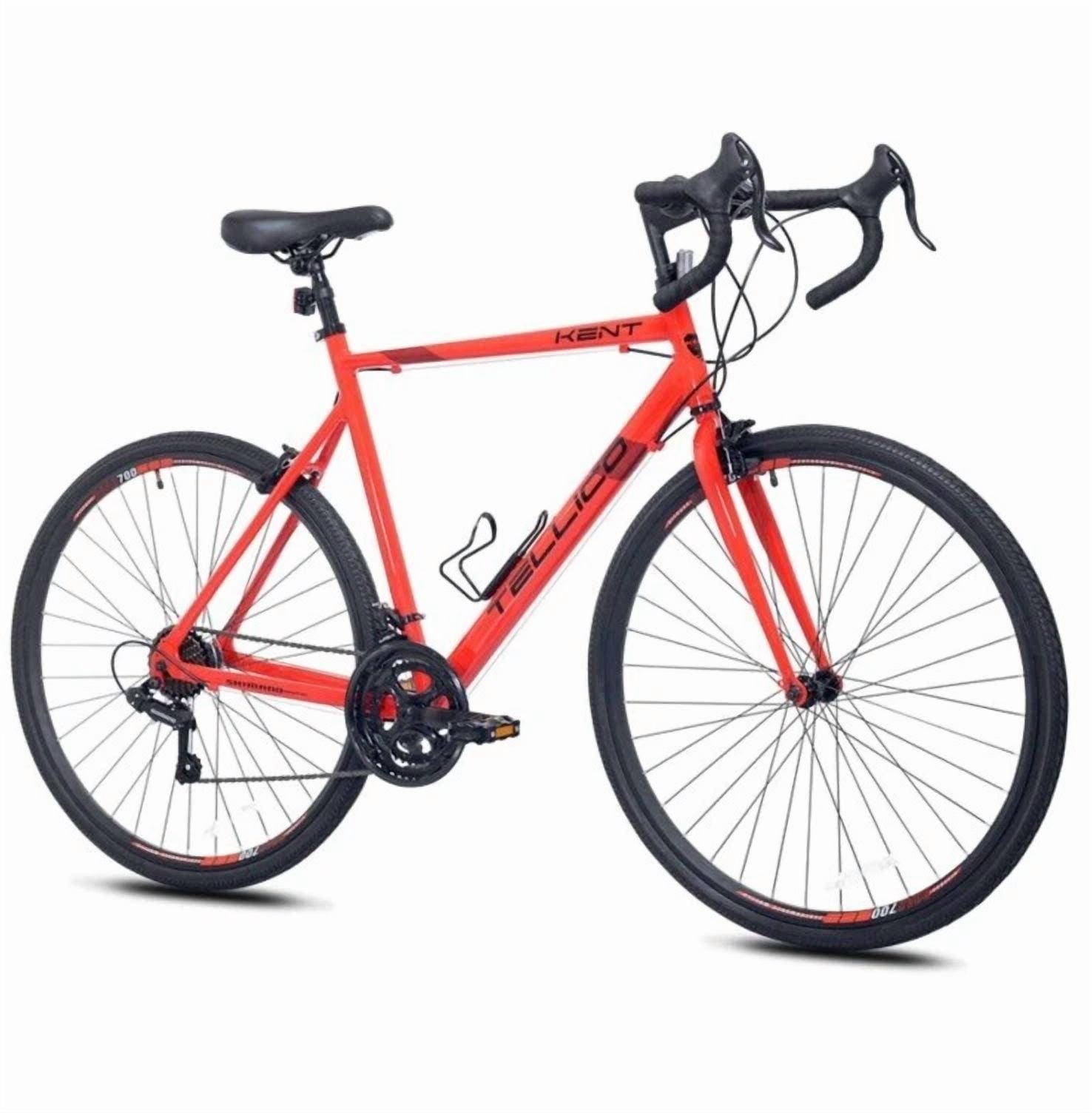 Kent Bicycles Tellico Adult Road Bike, Lightweight Aluminum Frame, 21-Speed Drivetrain (Red, 28 in) vnp4l