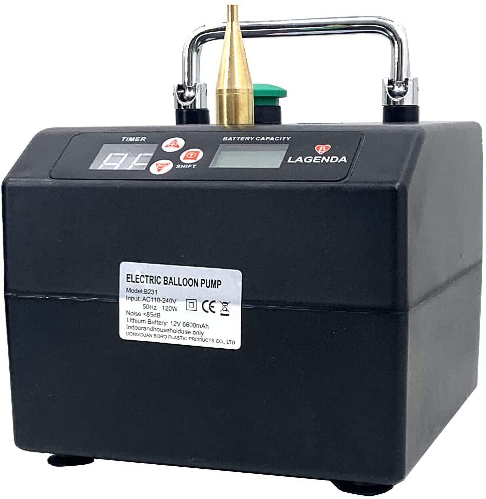 ECUTEE Electric Balloon Pump with Timer and Battery Display (Black, 5.5 x 5.5 x 6.7 in) k5cxb