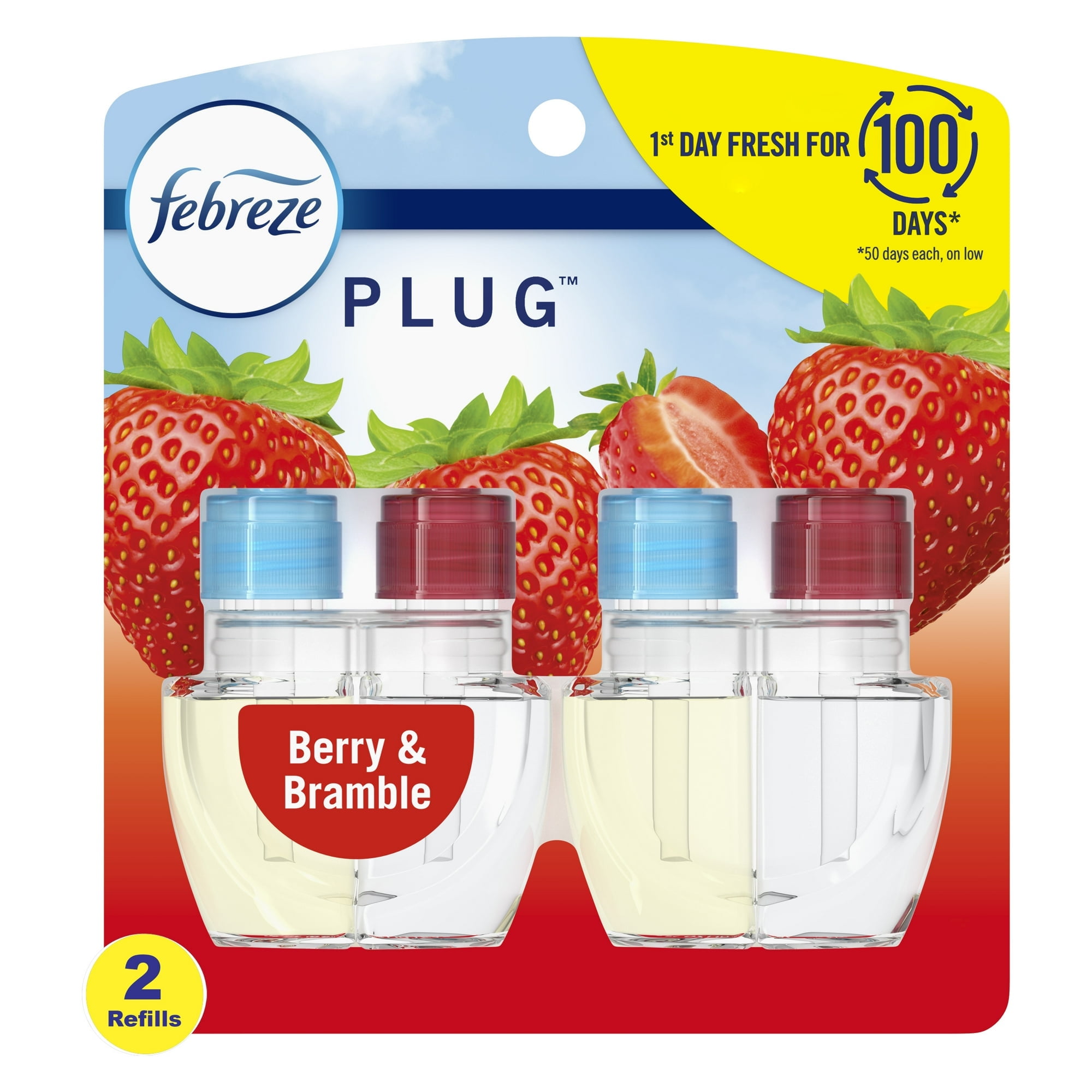 Febreze Fade Defy Plug In Air Freshener Refill, Odor-Fighting Scented Oil, Berry & Bramble (2 Count, 0.87 fl oz) ru70y
